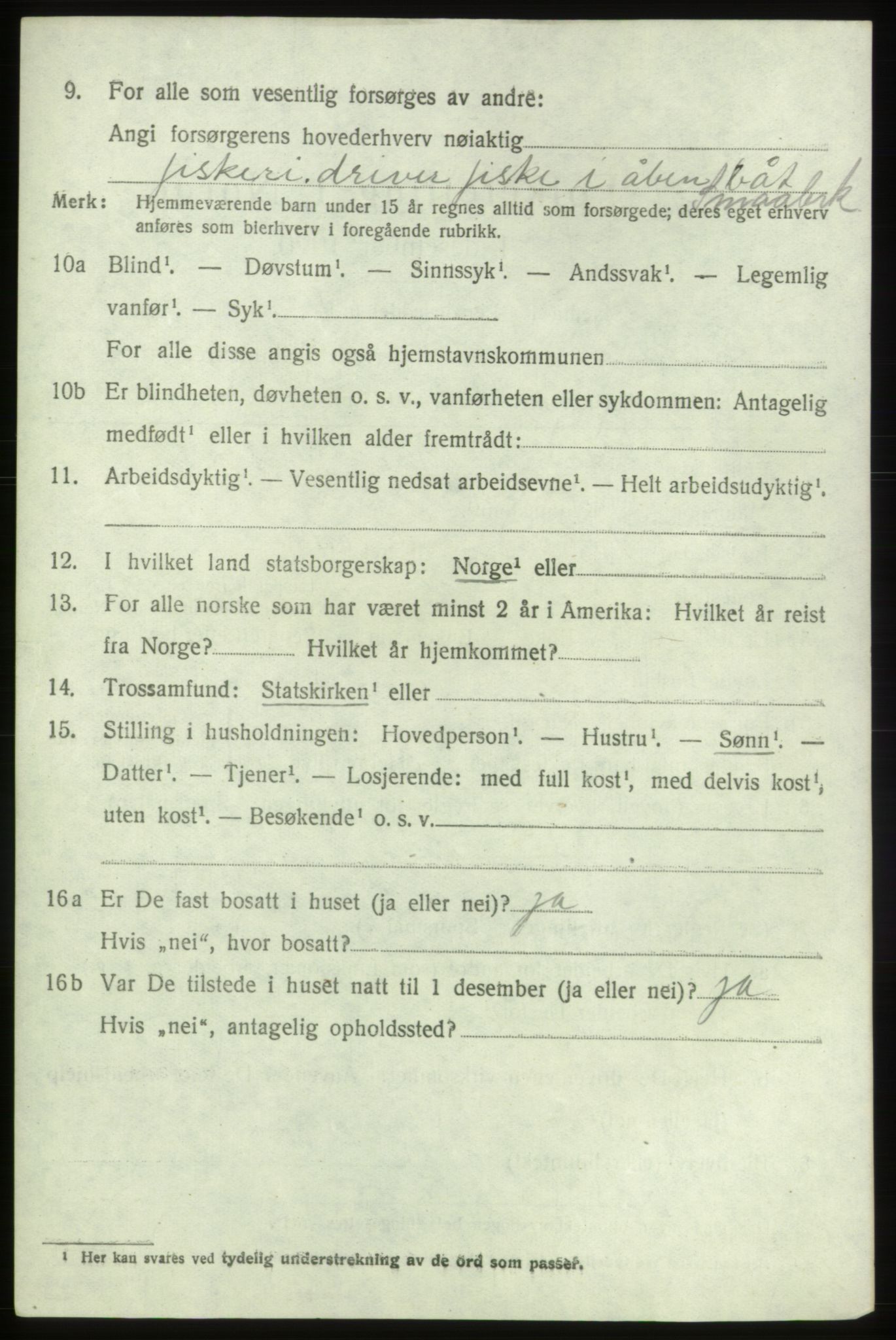 SAB, 1920 census for Bremnes, 1920, p. 1795