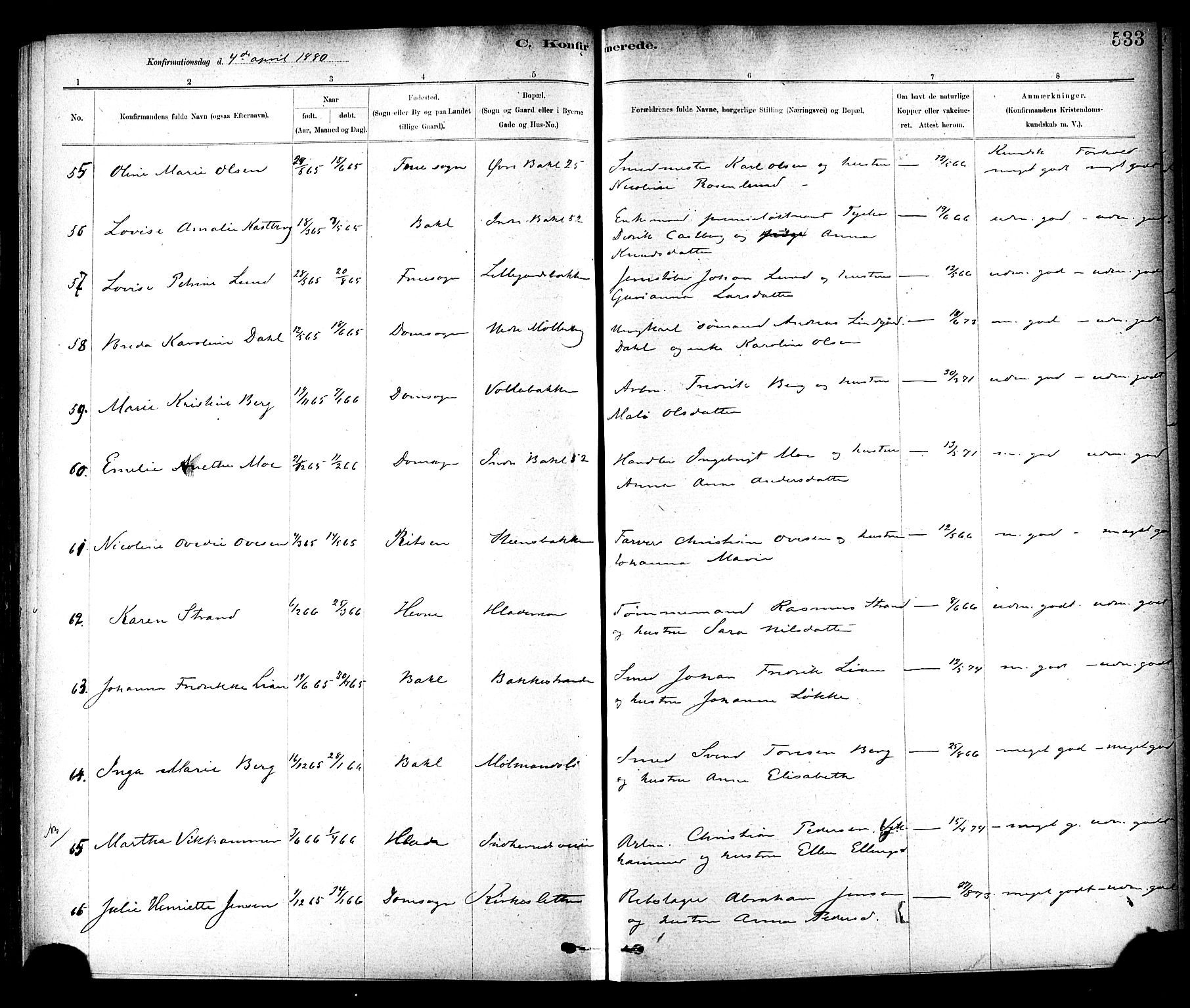 Ministerialprotokoller, klokkerbøker og fødselsregistre - Sør-Trøndelag, AV/SAT-A-1456/604/L0188: Parish register (official) no. 604A09, 1878-1892, p. 533