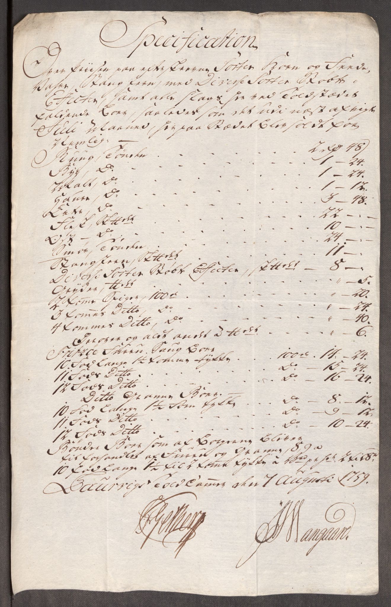 Rentekammeret inntil 1814, Realistisk ordnet avdeling, AV/RA-EA-4070/Oe/L0006: [Ø1]: Priskuranter, 1758-1760, p. 523