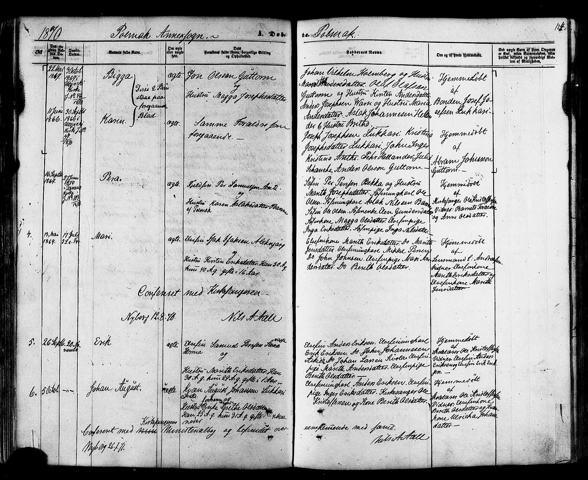 Nesseby sokneprestkontor, AV/SATØ-S-1330/H/Ha/L0003kirke: Parish register (official) no. 3 /2, 1866-1876, p. 124