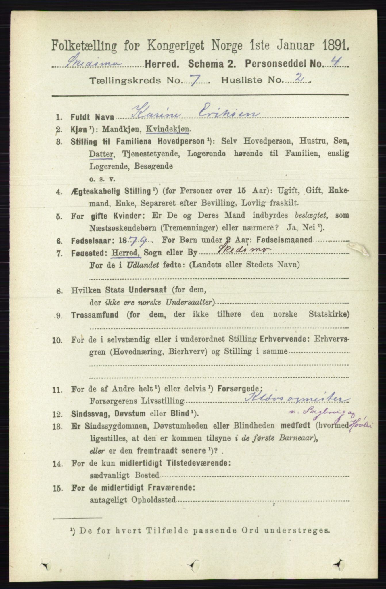 RA, 1891 census for 0231 Skedsmo, 1891, p. 3351