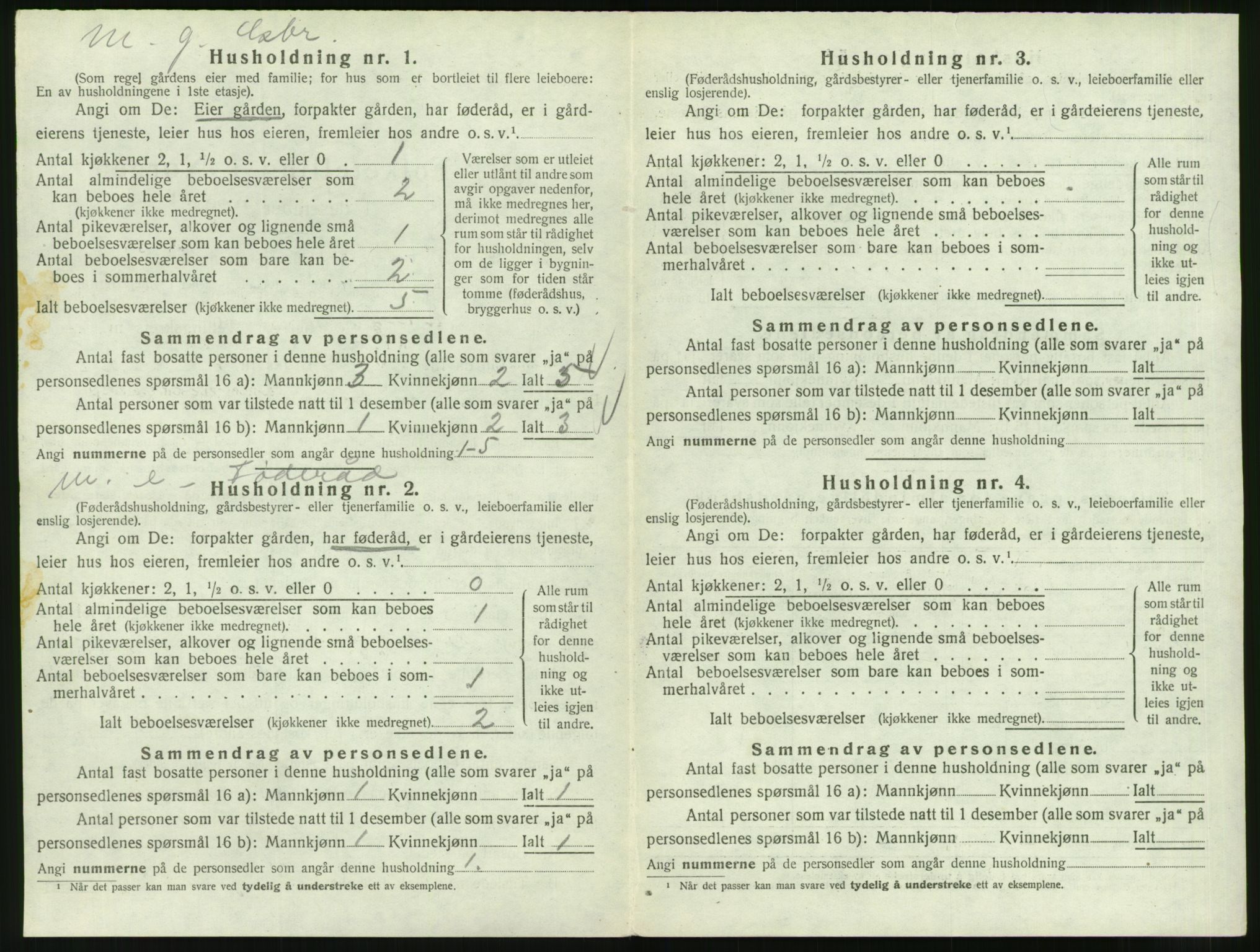 SAT, 1920 census for Veøy, 1920, p. 450