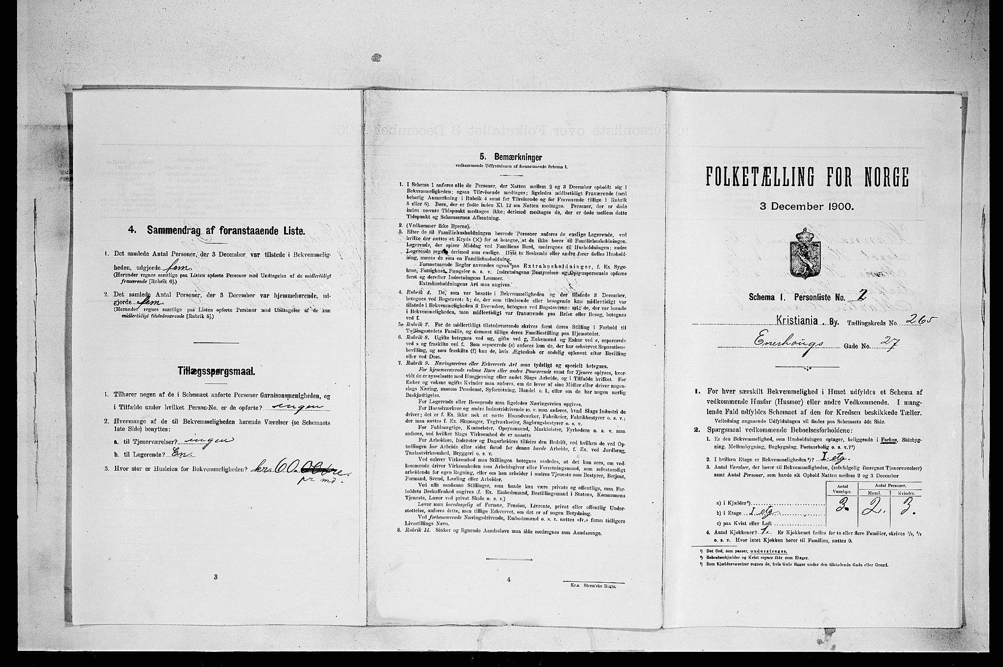 SAO, 1900 census for Kristiania, 1900, p. 20155