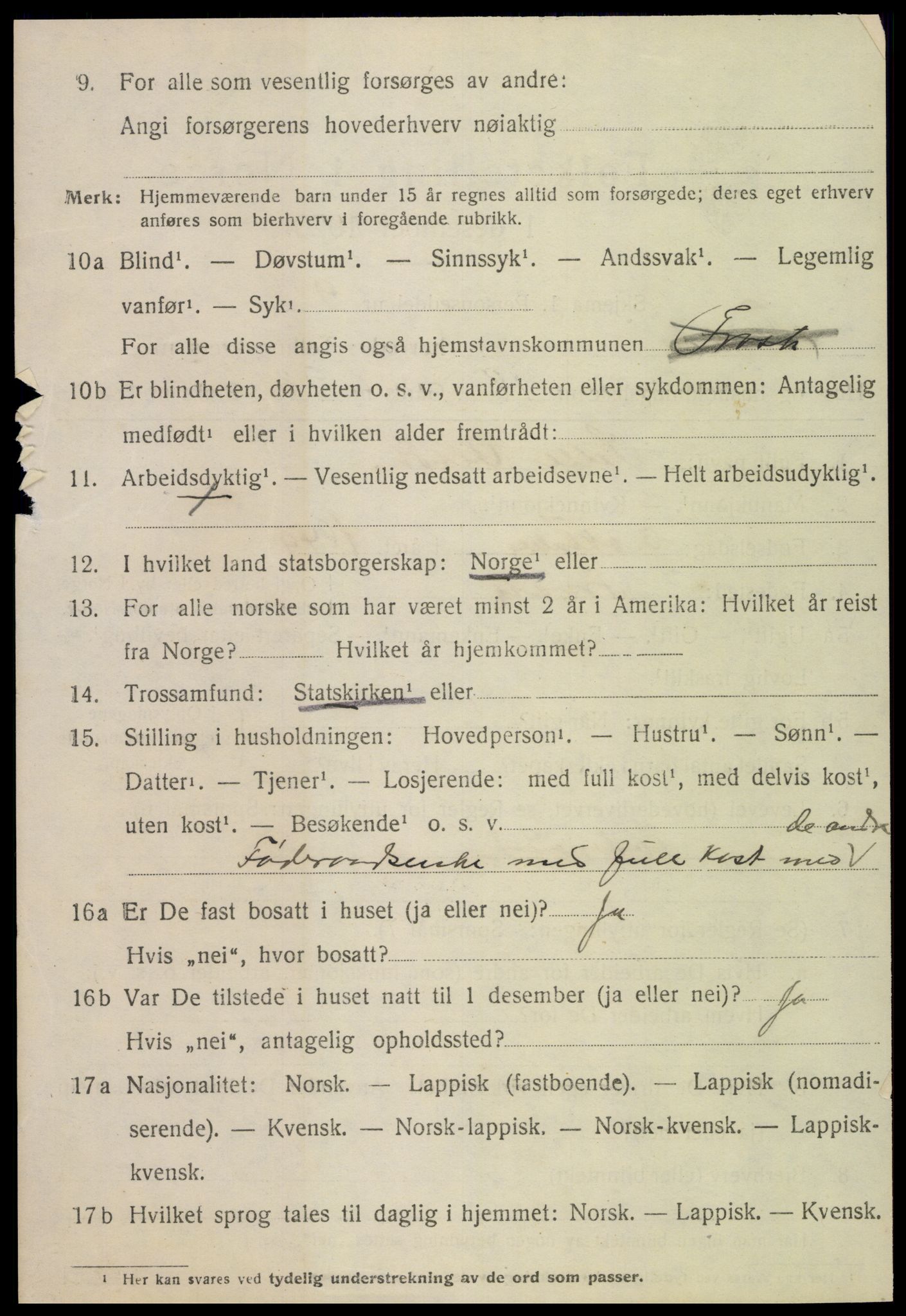 SAT, 1920 census for Frosta, 1920, p. 3501