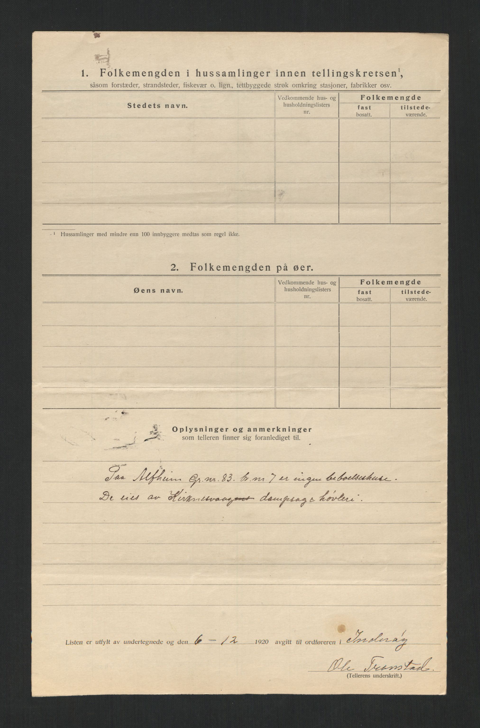 SAT, 1920 census for Inderøy, 1920, p. 27