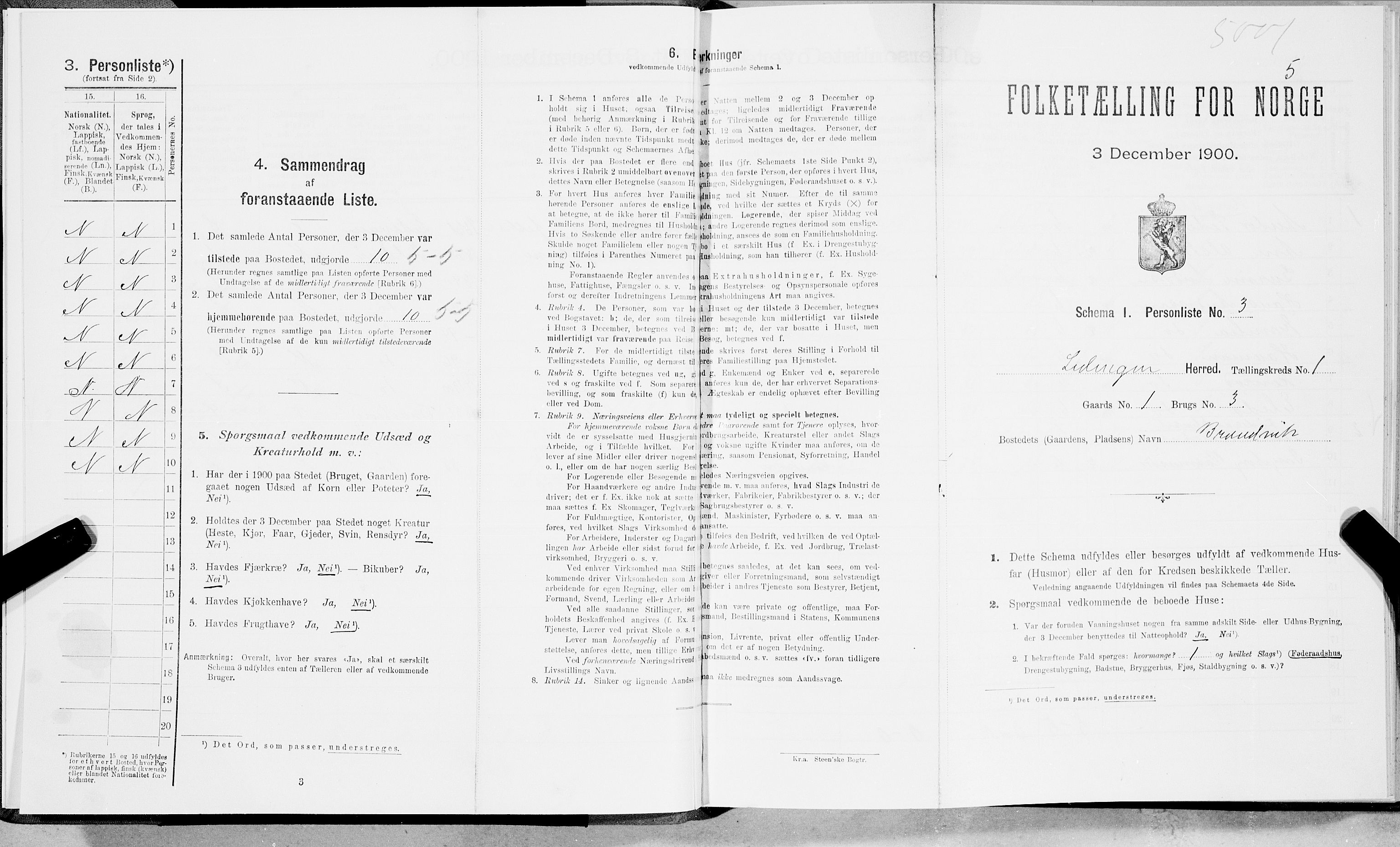SAT, 1900 census for Ledingen, 1900, p. 16