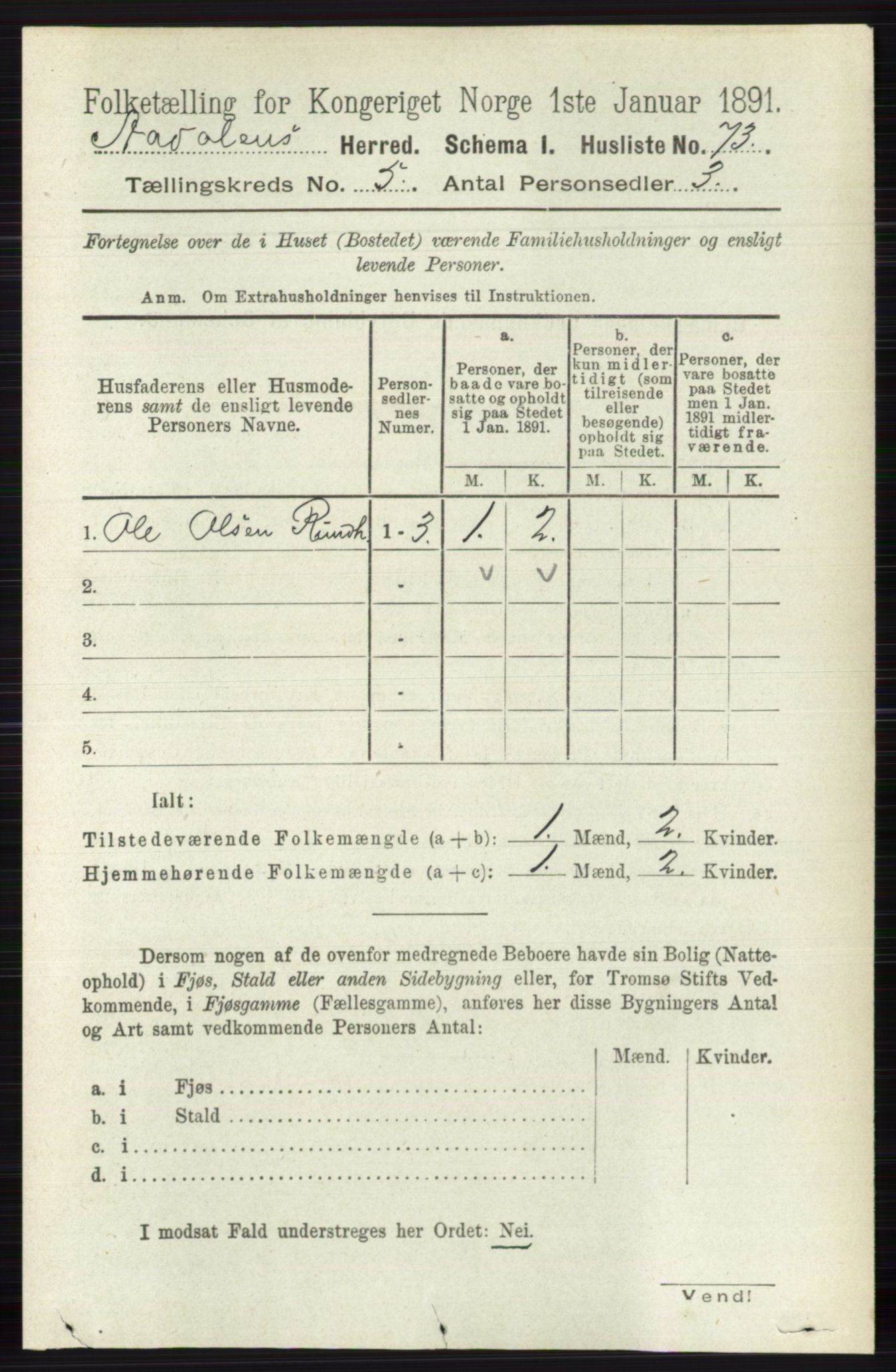 RA, 1891 census for 0614 Ådal, 1891, p. 2000