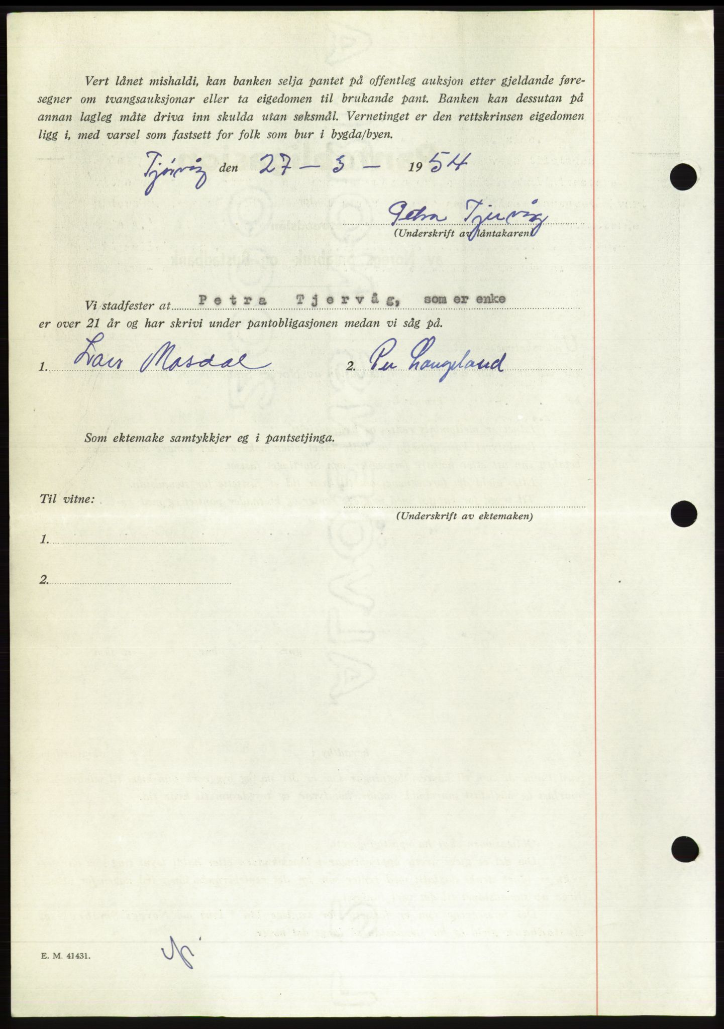 Søre Sunnmøre sorenskriveri, AV/SAT-A-4122/1/2/2C/L0124: Mortgage book no. 12B, 1953-1954, Diary no: : 863/1954
