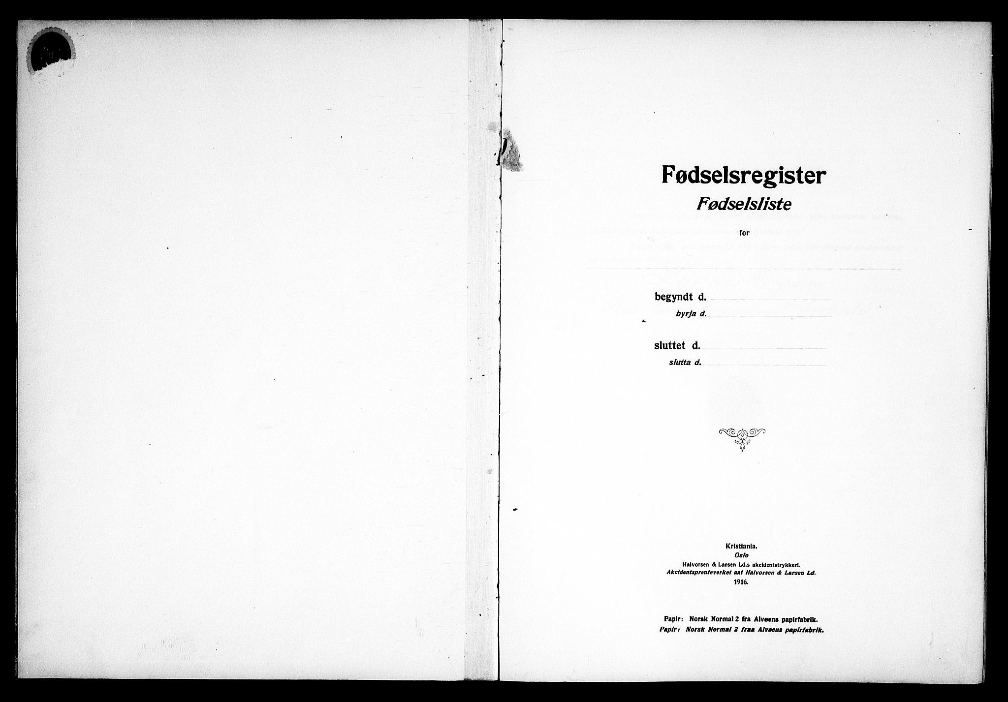 Skedsmo prestekontor Kirkebøker, SAO/A-10033a/J/Jb/L0001: Birth register no. II 1, 1916-1932