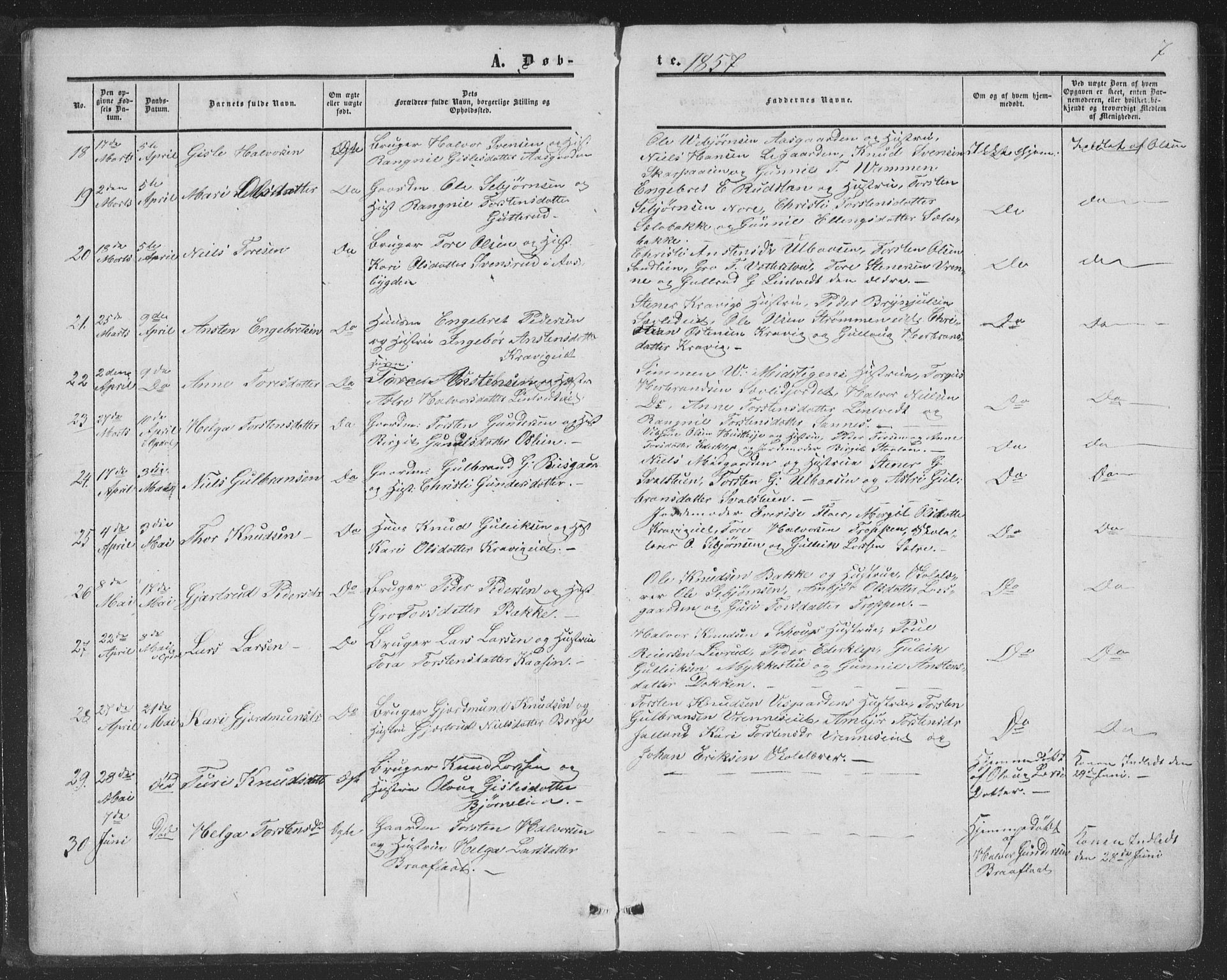 Nore kirkebøker, AV/SAKO-A-238/F/Fa/L0002: Parish register (official) no. I 2, 1856-1871, p. 7