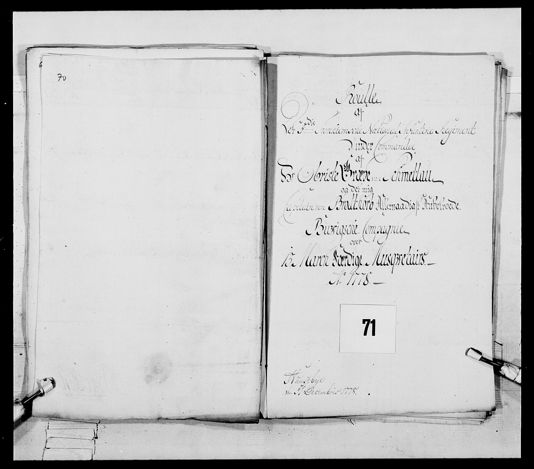 Generalitets- og kommissariatskollegiet, Det kongelige norske kommissariatskollegium, RA/EA-5420/E/Eh/L0086: 3. Trondheimske nasjonale infanteriregiment, 1776-1779, p. 279