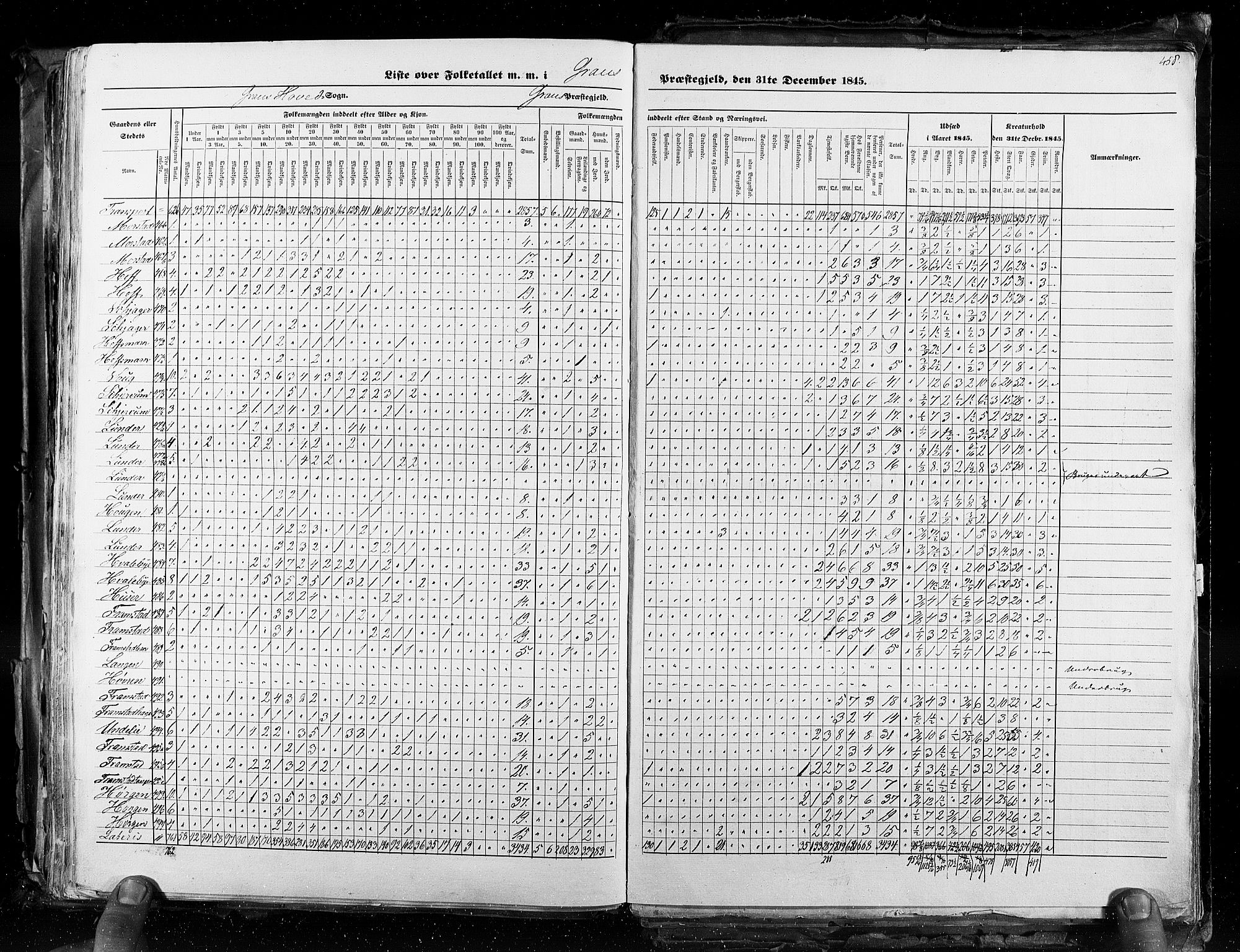 RA, Census 1845, vol. 3: Hedemarken amt og Kristians amt, 1845, p. 458