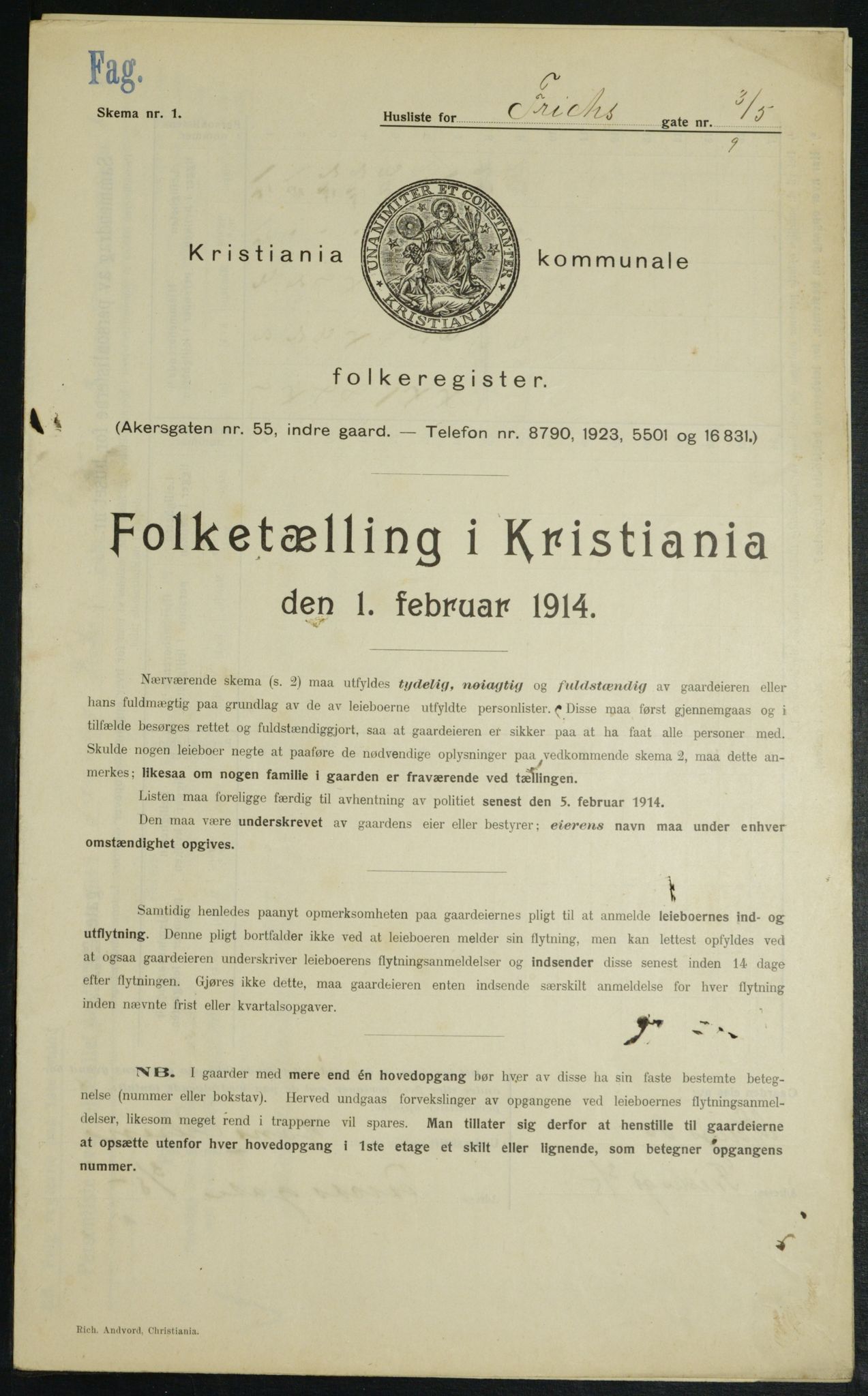 OBA, Municipal Census 1914 for Kristiania, 1914, p. 26990