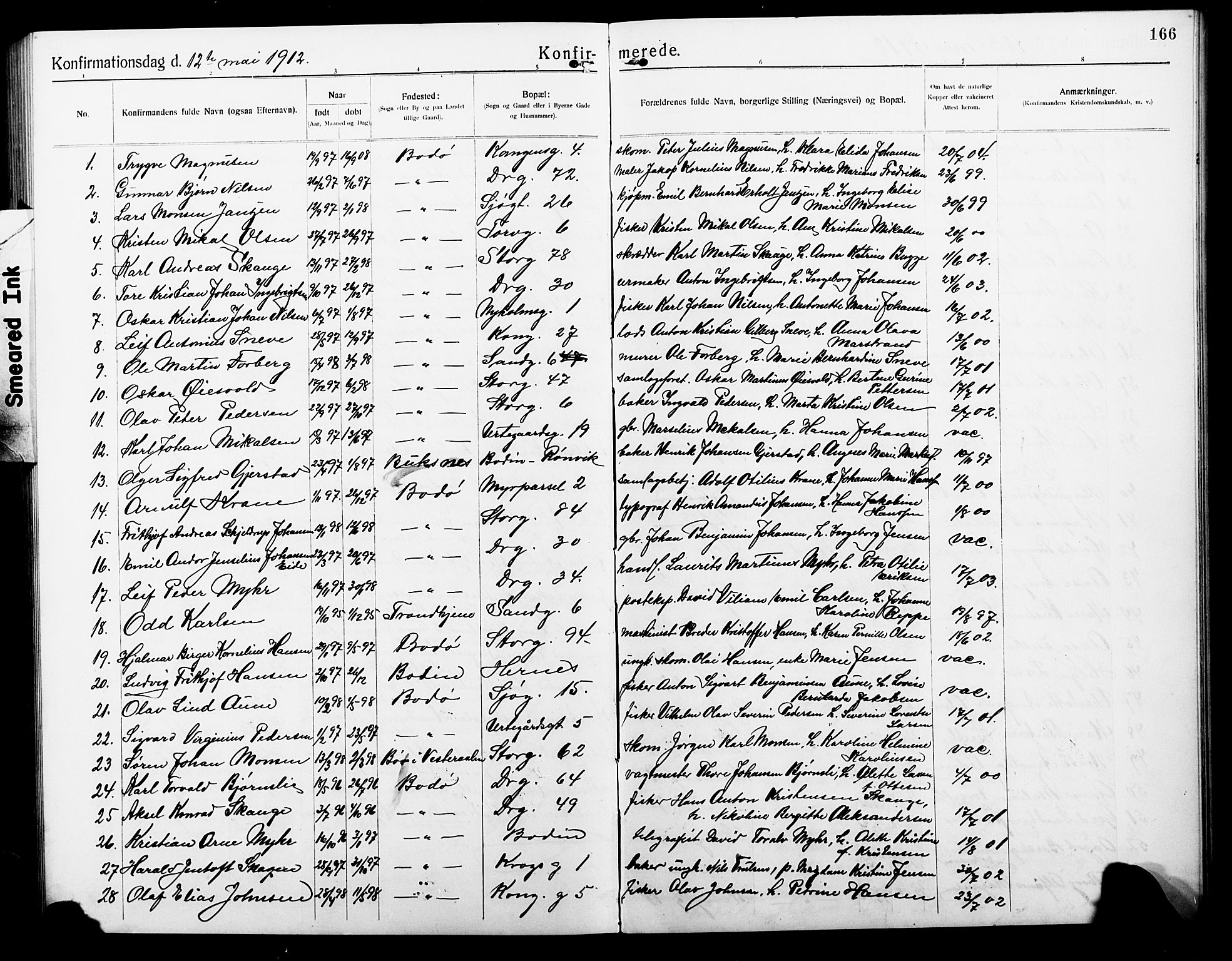 Ministerialprotokoller, klokkerbøker og fødselsregistre - Nordland, SAT/A-1459/801/L0034: Parish register (copy) no. 801C09, 1910-1922, p. 166