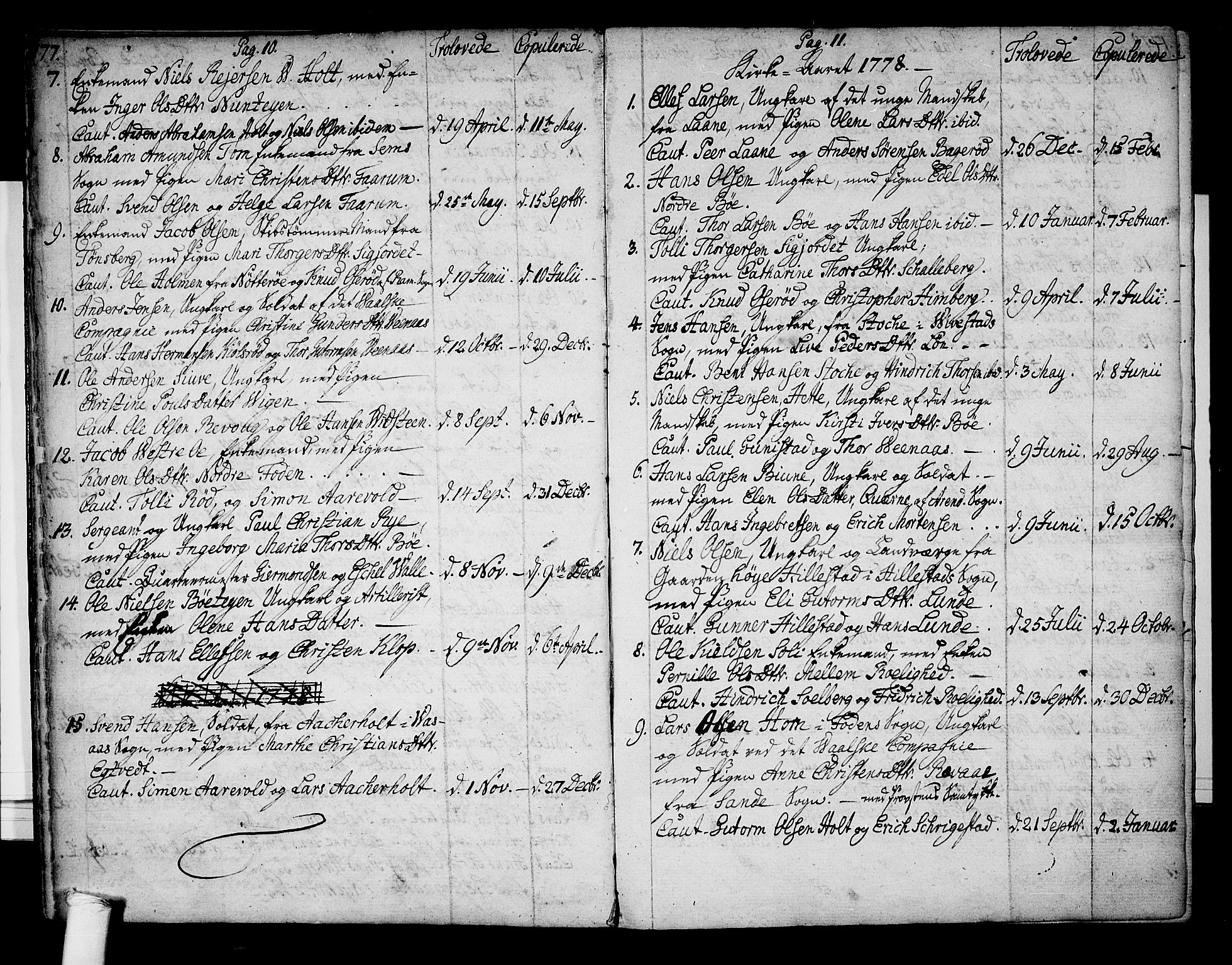 Ramnes kirkebøker, SAKO/A-314/F/Fa/L0002: Parish register (official) no. I 2, 1773-1790, p. 10-11