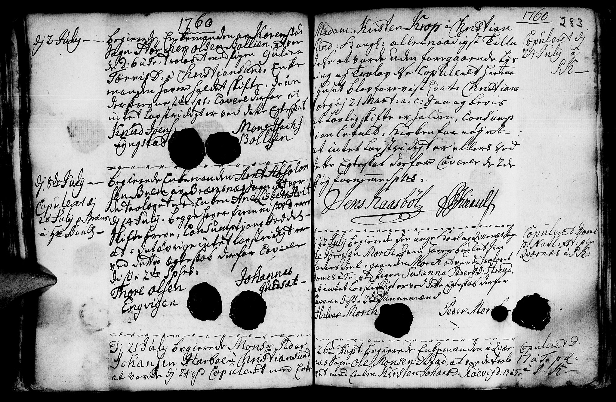 Ministerialprotokoller, klokkerbøker og fødselsregistre - Møre og Romsdal, AV/SAT-A-1454/568/L0793: Parish register (official) no. 568A02, 1749-1768, p. 282-283