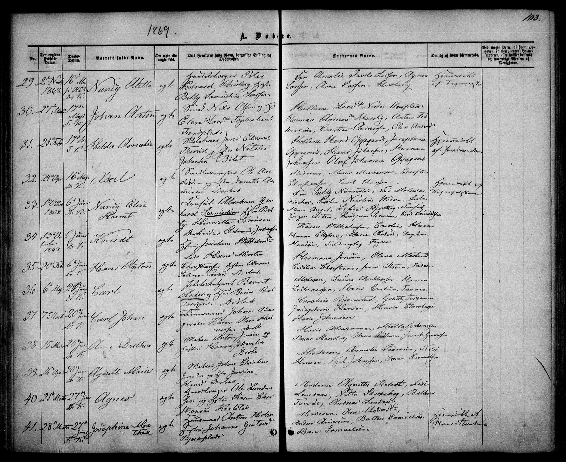 Drøbak prestekontor Kirkebøker, AV/SAO-A-10142a/F/Fa/L0002: Parish register (official) no. I 2, 1858-1870, p. 103