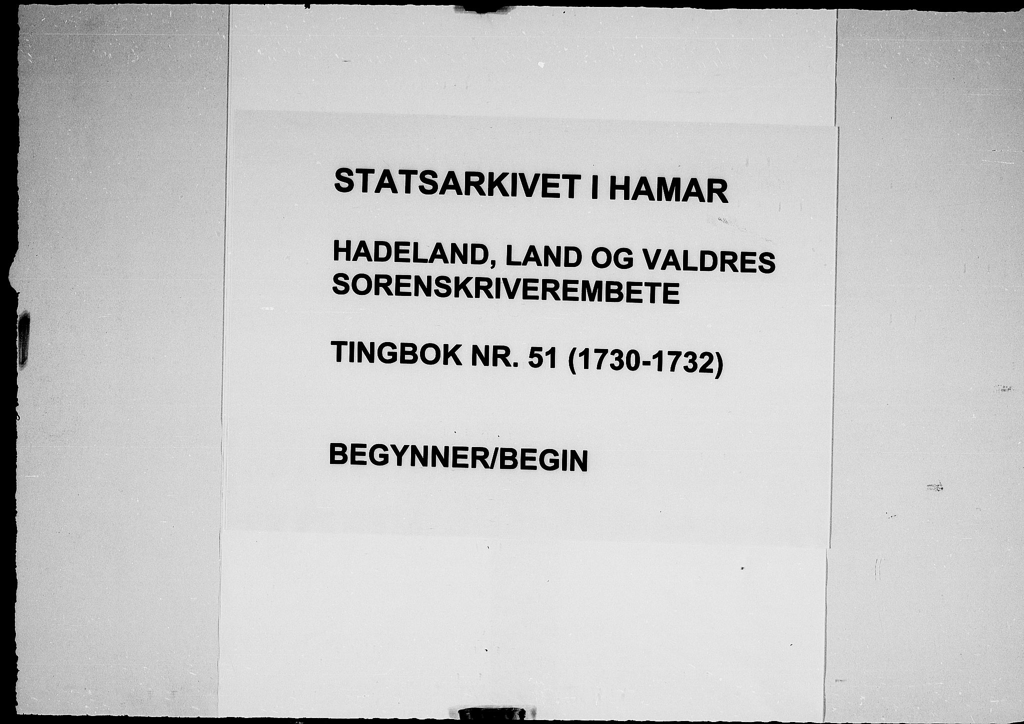 Hadeland, Land og Valdres sorenskriveri, AV/SAH-TING-028/G/Gb/L0051: Tingbok, 1730-1732