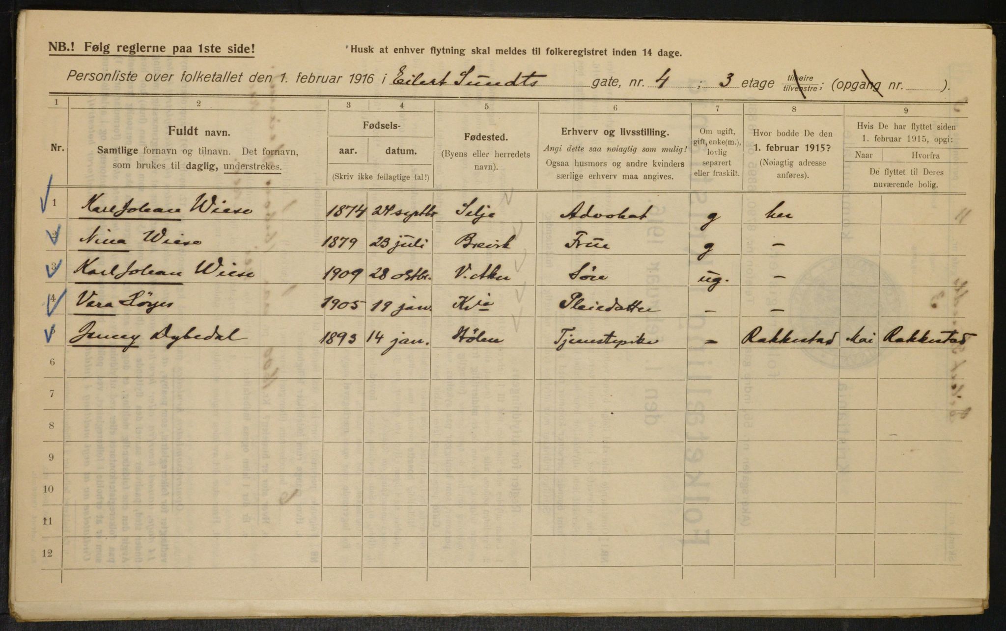 OBA, Municipal Census 1916 for Kristiania, 1916, p. 19199