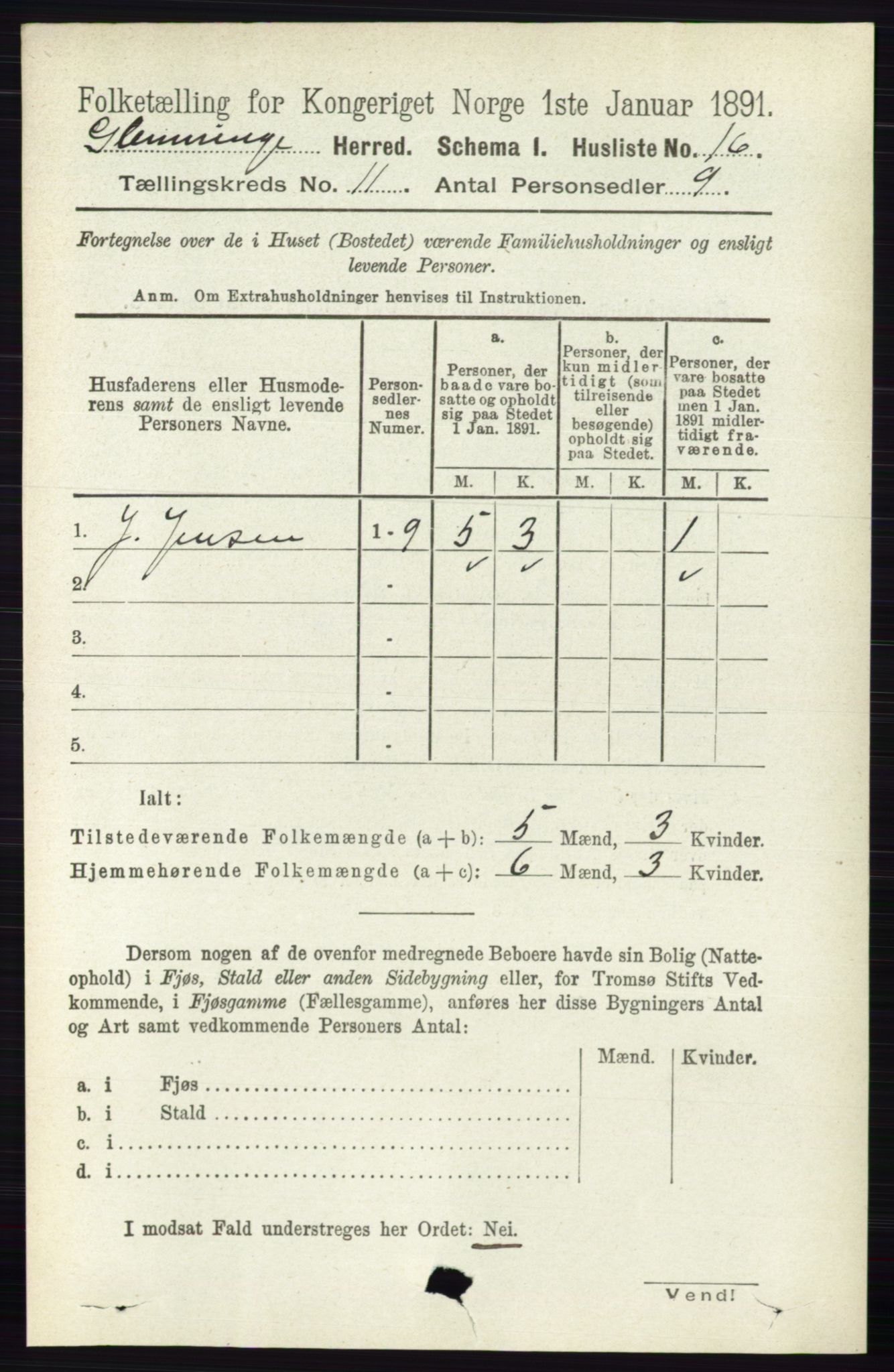 RA, 1891 census for 0132 Glemmen, 1891, p. 10547