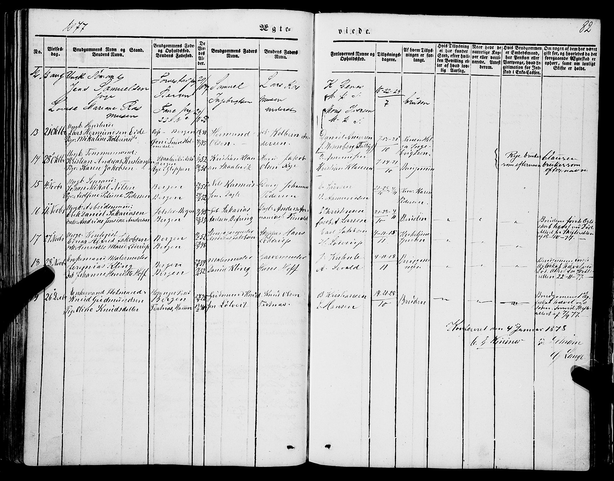 Mariakirken Sokneprestembete, AV/SAB-A-76901/H/Haa/L0006: Parish register (official) no. A 6, 1846-1877, p. 82