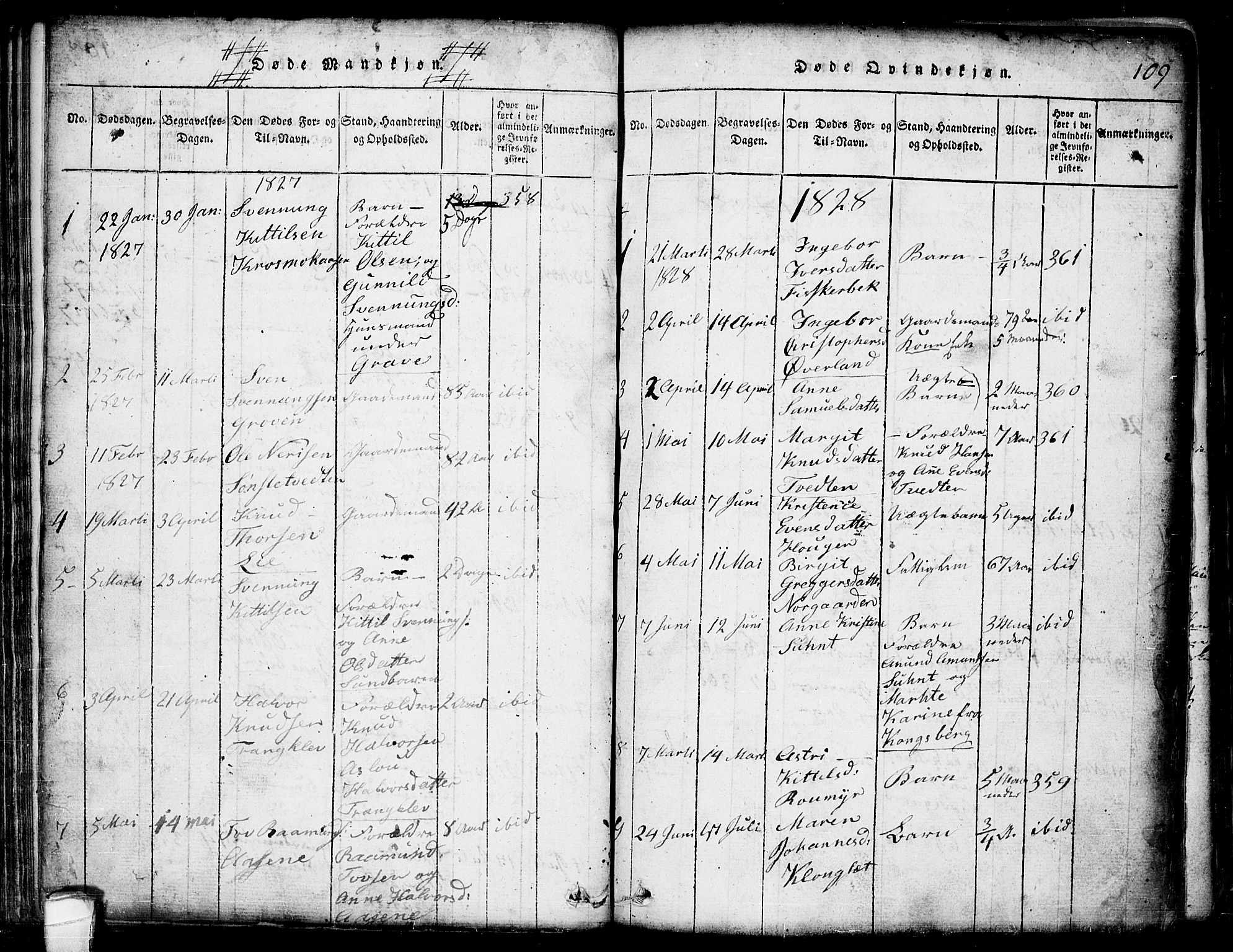 Seljord kirkebøker, AV/SAKO-A-20/G/Ga/L0001: Parish register (copy) no. I 1, 1815-1854, p. 109