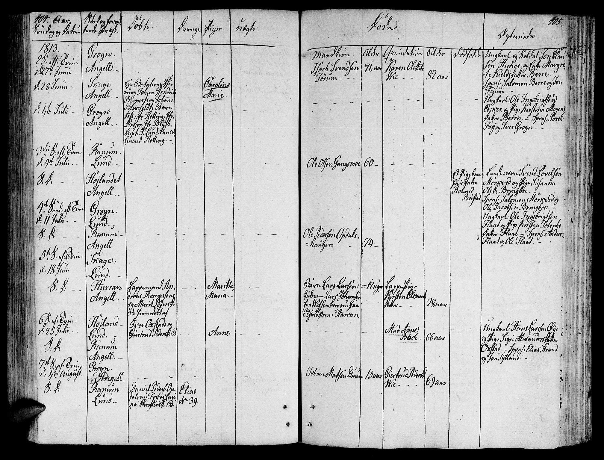 Ministerialprotokoller, klokkerbøker og fødselsregistre - Nord-Trøndelag, SAT/A-1458/764/L0545: Parish register (official) no. 764A05, 1799-1816, p. 404-405