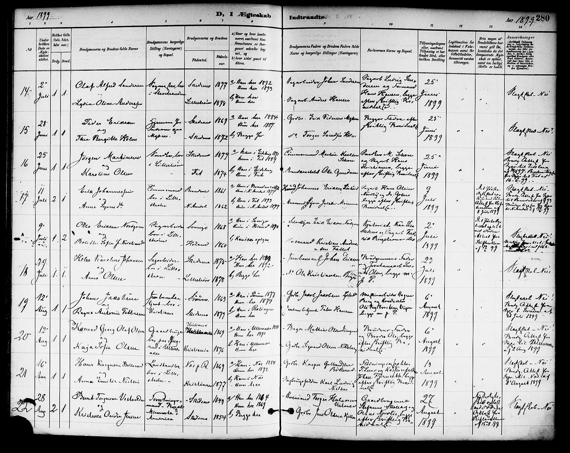 Skedsmo prestekontor Kirkebøker, SAO/A-10033a/F/Fa/L0014: Parish register (official) no. I 14, 1892-1901, p. 280