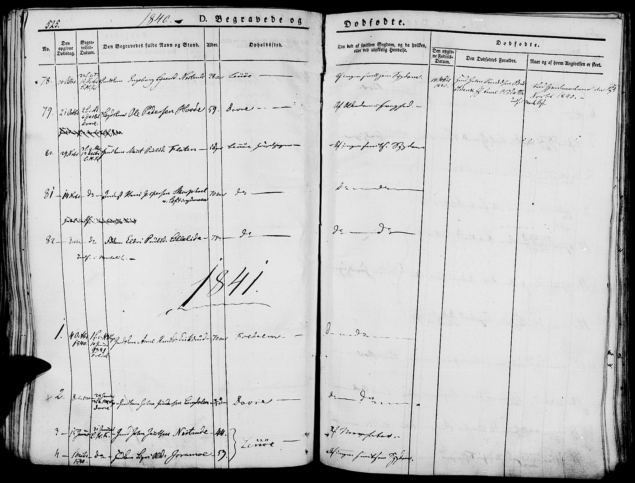 Lesja prestekontor, SAH/PREST-068/H/Ha/Haa/L0005: Parish register (official) no. 5, 1830-1842, p. 525
