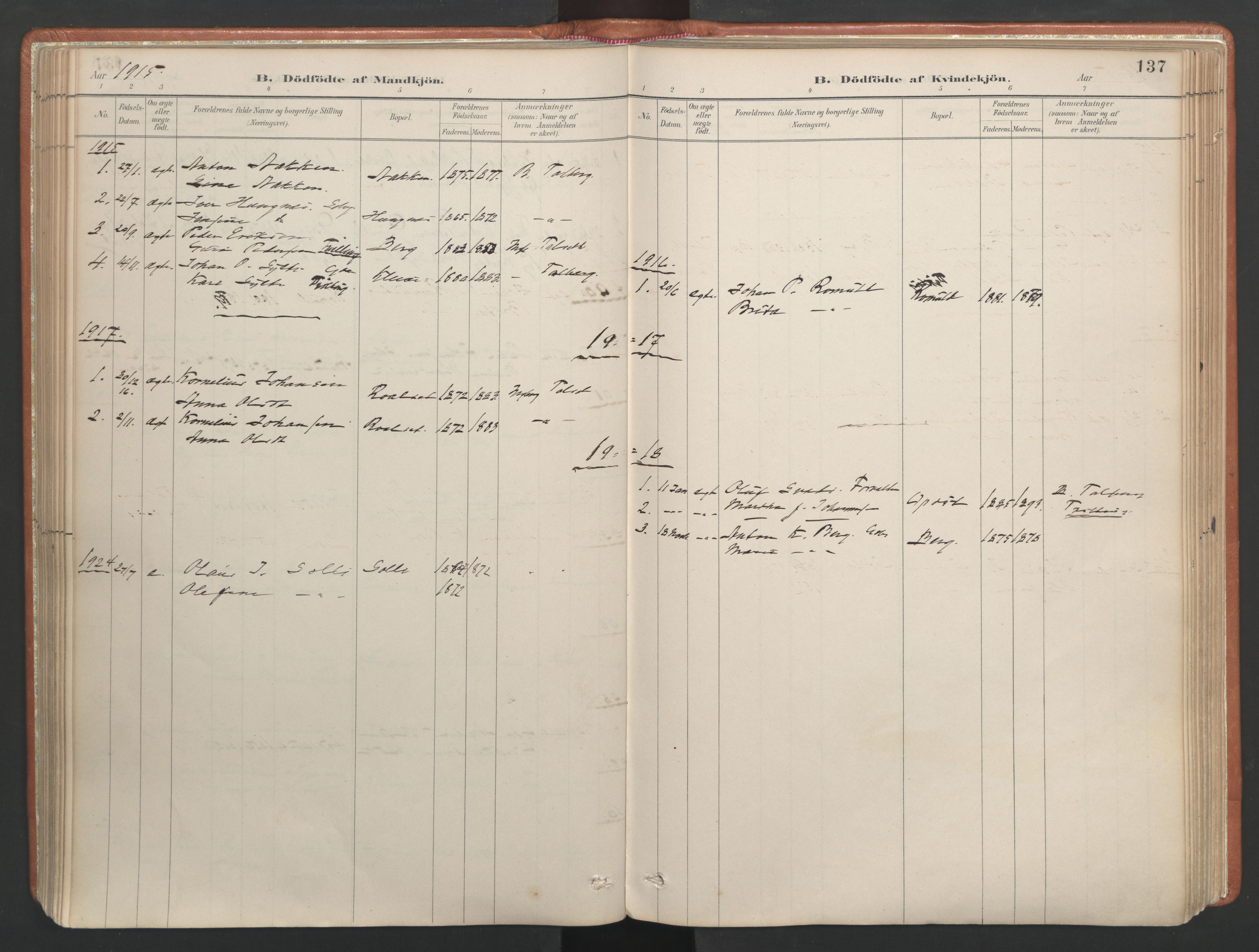 Ministerialprotokoller, klokkerbøker og fødselsregistre - Møre og Romsdal, SAT/A-1454/557/L0682: Parish register (official) no. 557A04, 1887-1970, p. 137