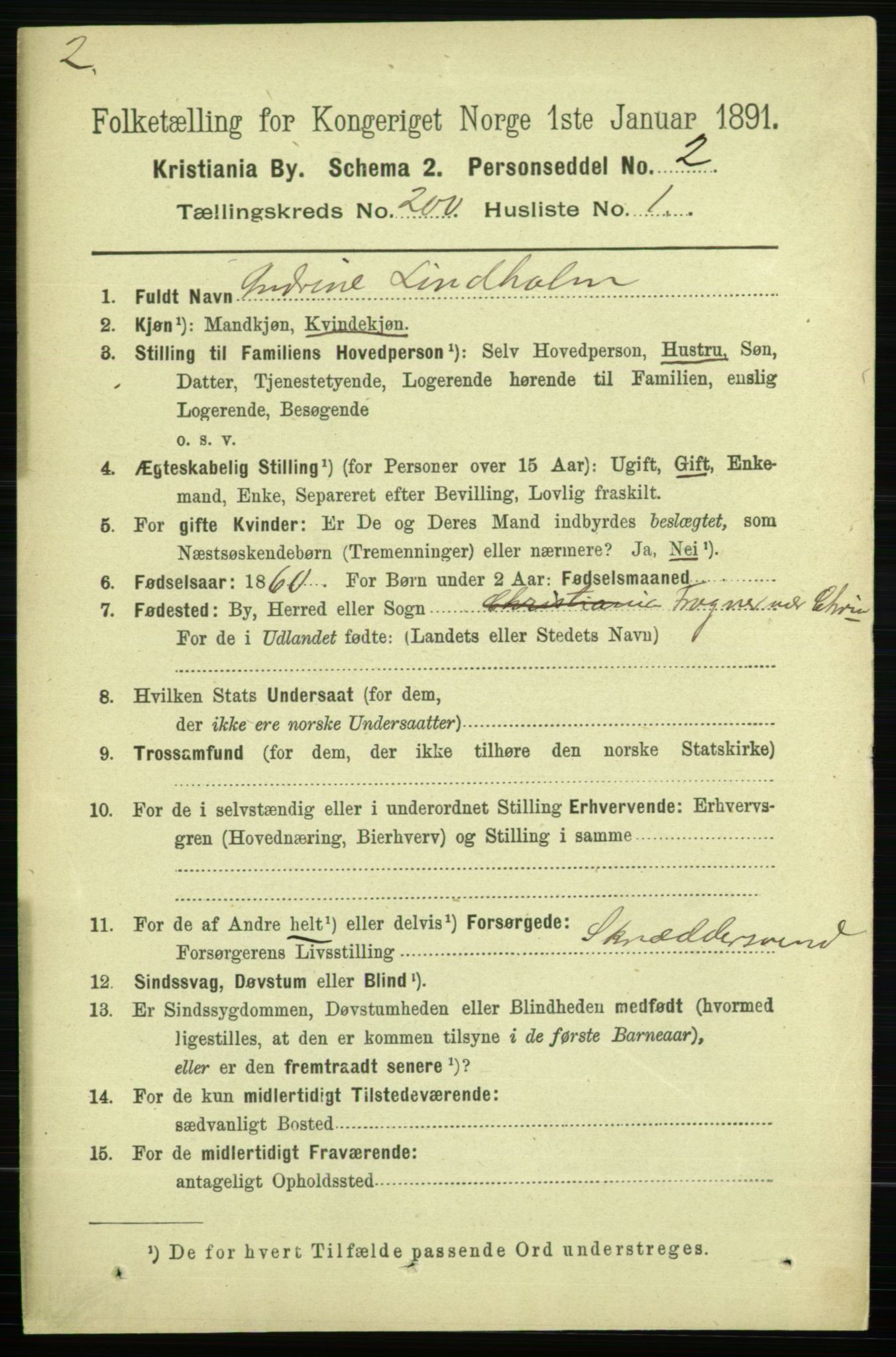 RA, 1891 census for 0301 Kristiania, 1891, p. 120327