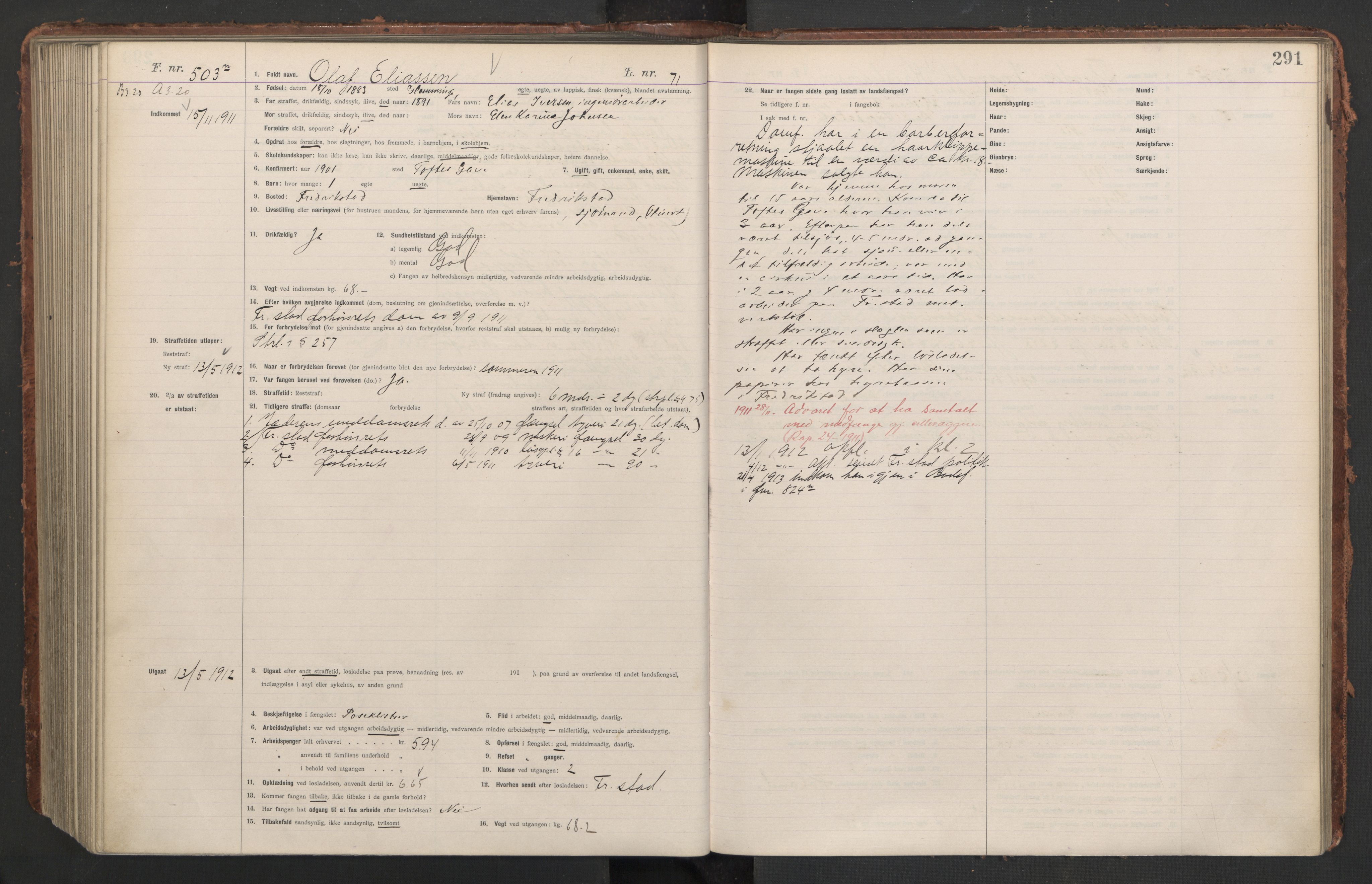 Botsfengslet, AV/RA-S-1539/D/Db/Dbb/L0044: 213n - 553n, 1910-1912, p. 291