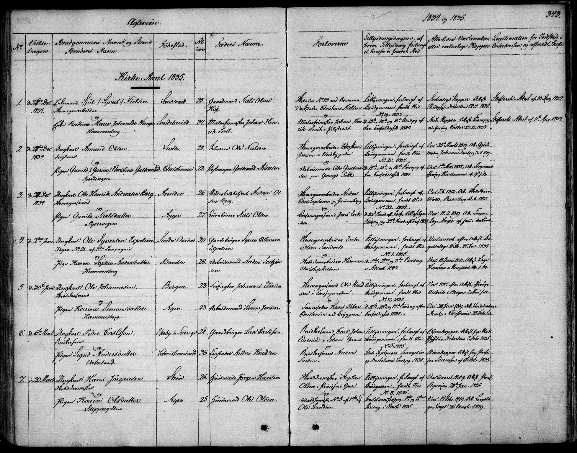 Garnisonsmenigheten Kirkebøker, SAO/A-10846/F/Fa/L0006: Parish register (official) no. 6, 1828-1841, p. 343