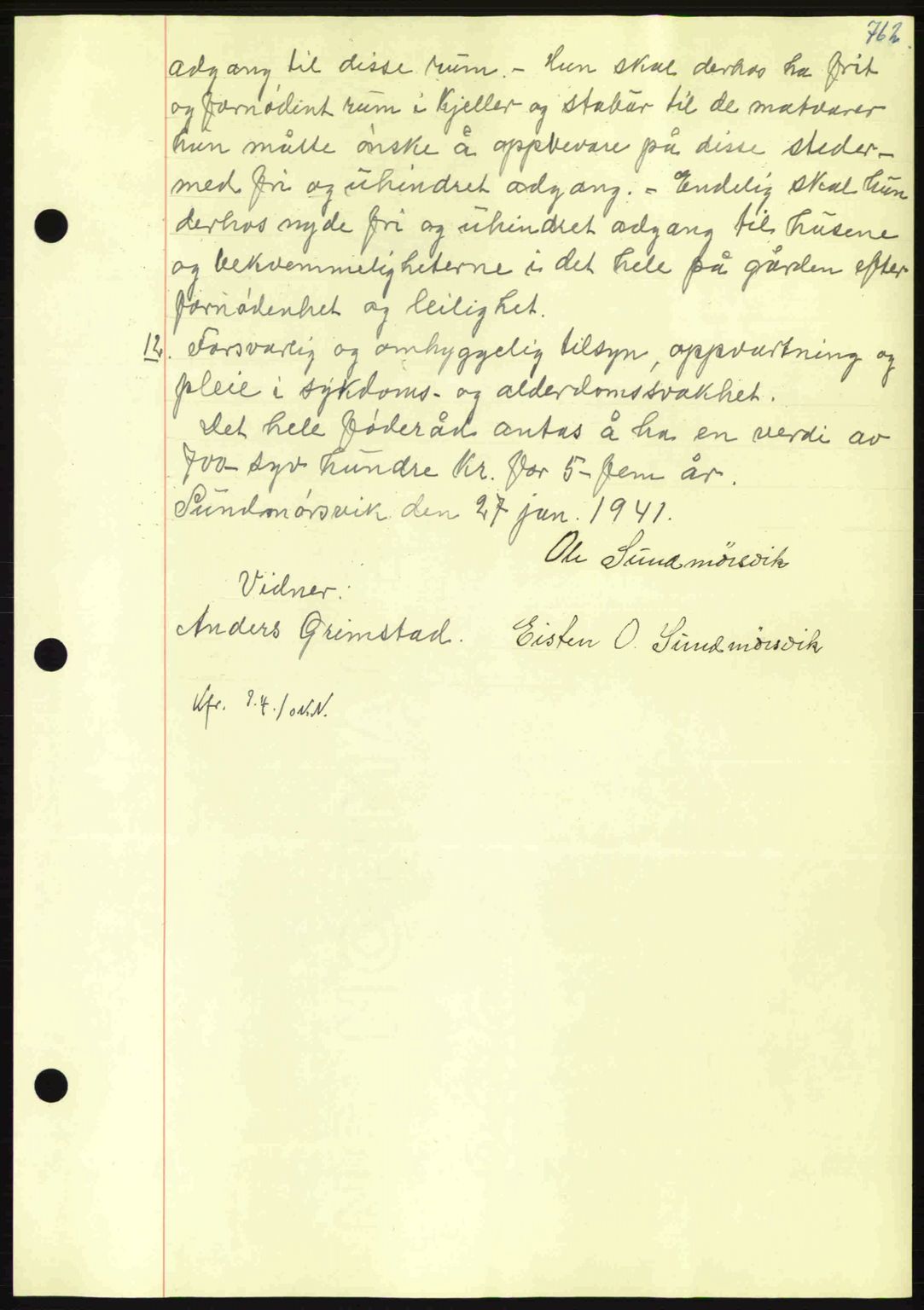 Nordmøre sorenskriveri, AV/SAT-A-4132/1/2/2Ca: Mortgage book no. B87, 1940-1941, Diary no: : 419/1941