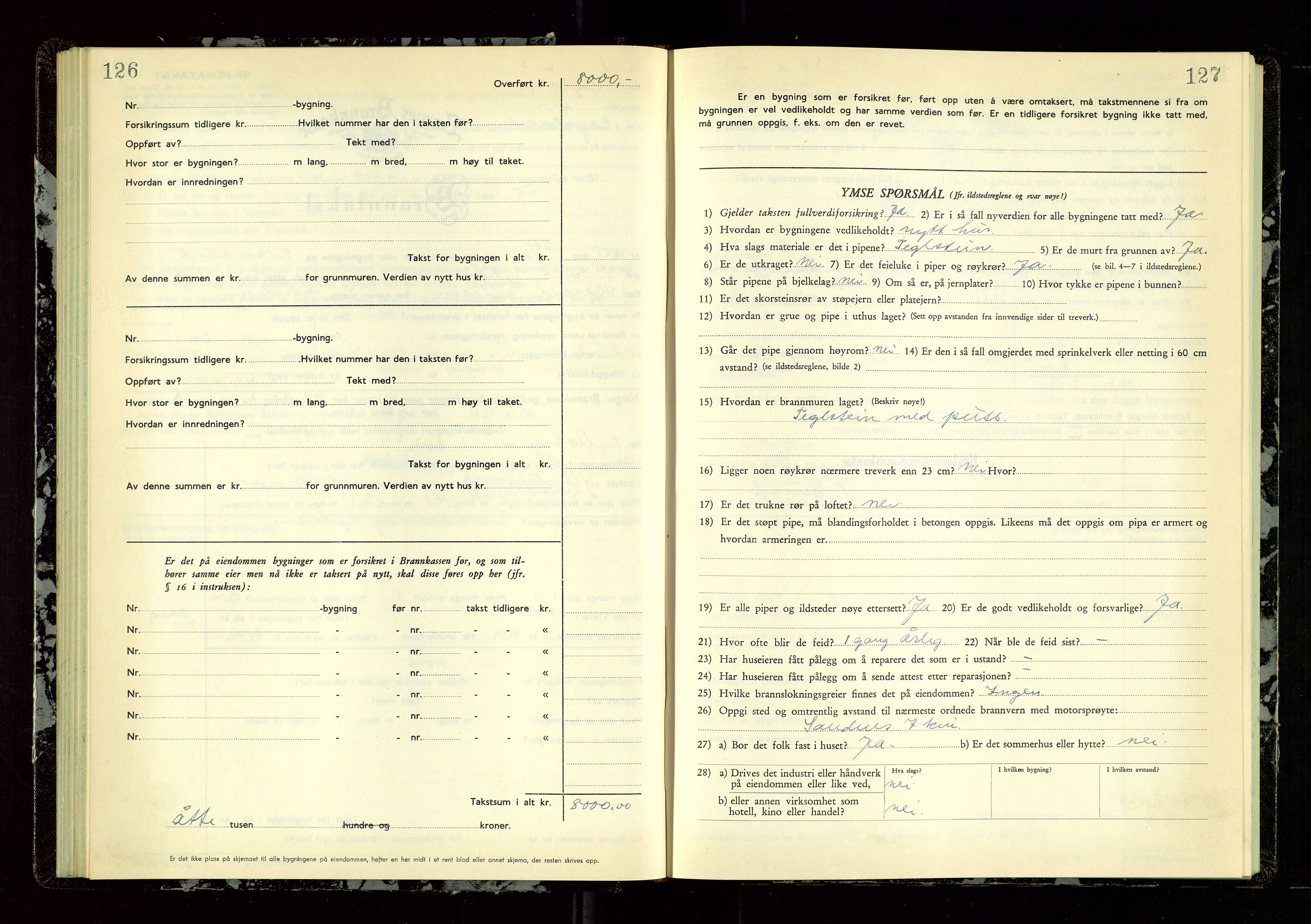 Høyland/Sandnes lensmannskontor, SAST/A-100166/Gob/L0009: "Branntakstprotokoll", 1952-1955, p. 126-127