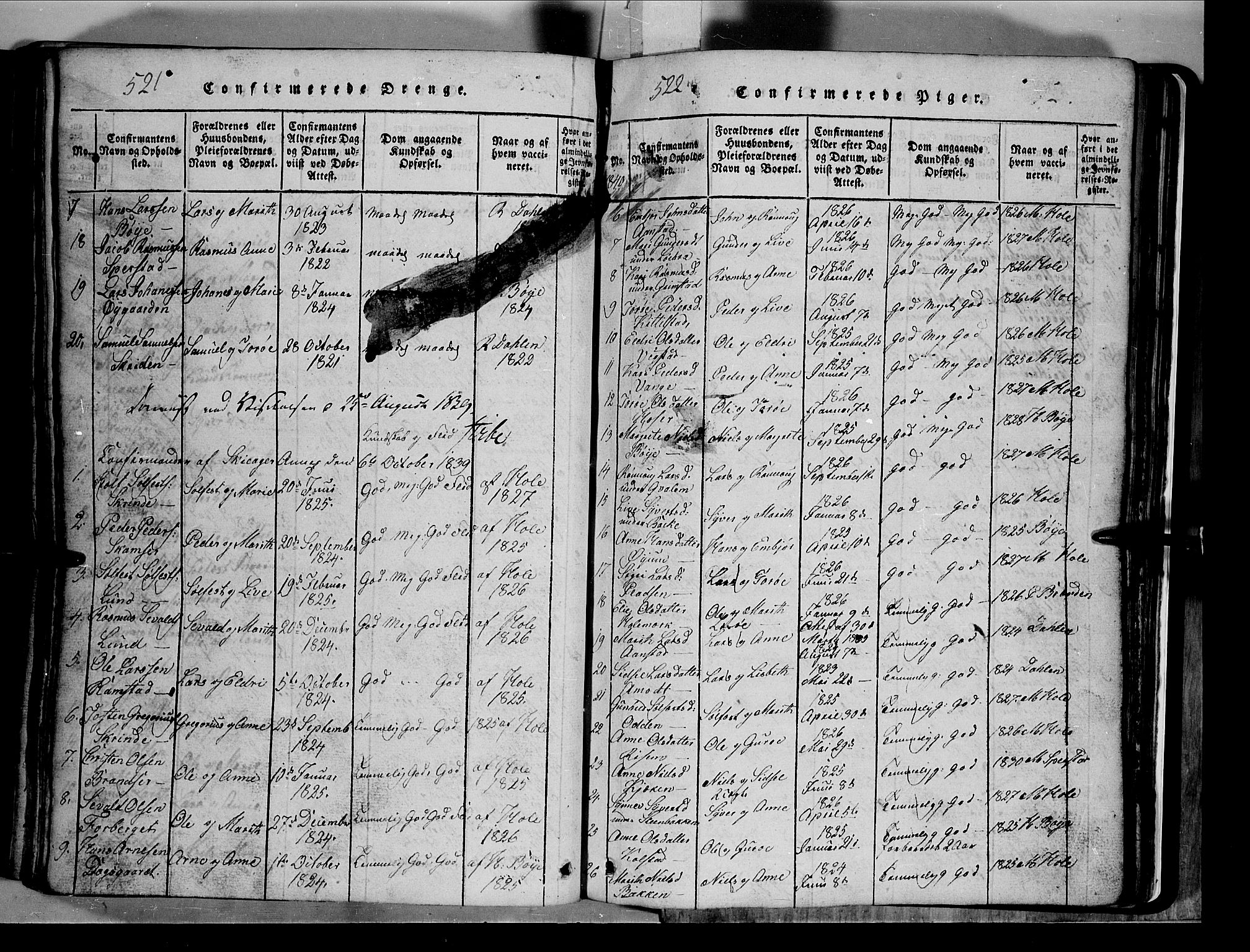 Lom prestekontor, AV/SAH-PREST-070/L/L0003: Parish register (copy) no. 3, 1815-1844, p. 521-522