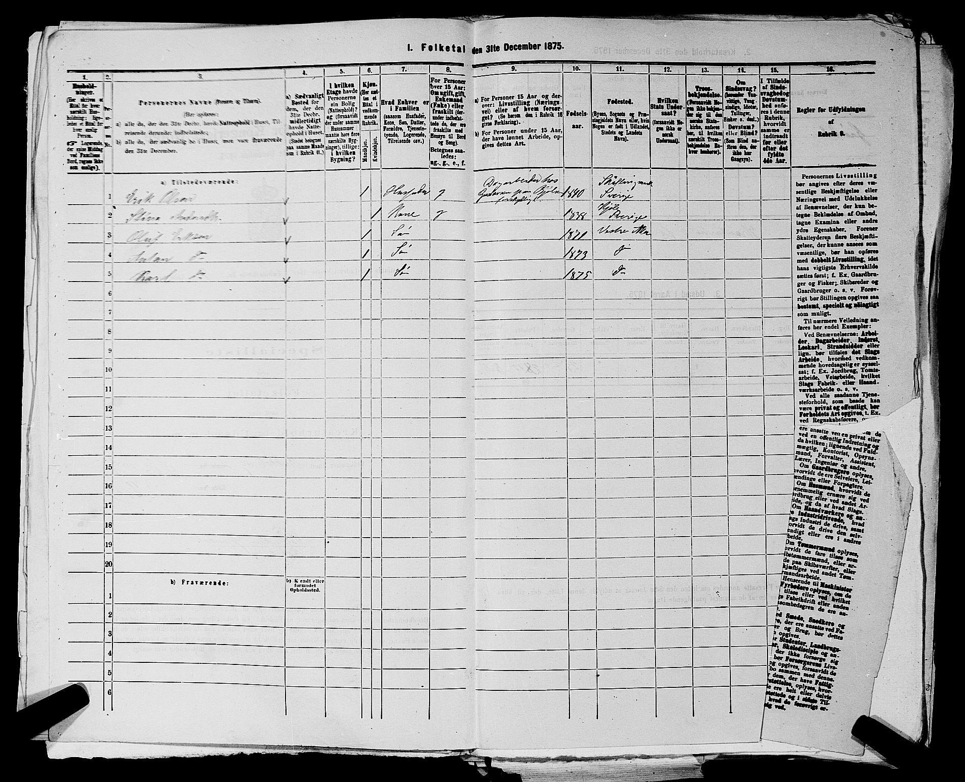 RA, 1875 census for 0218aP Vestre Aker, 1875, p. 1719