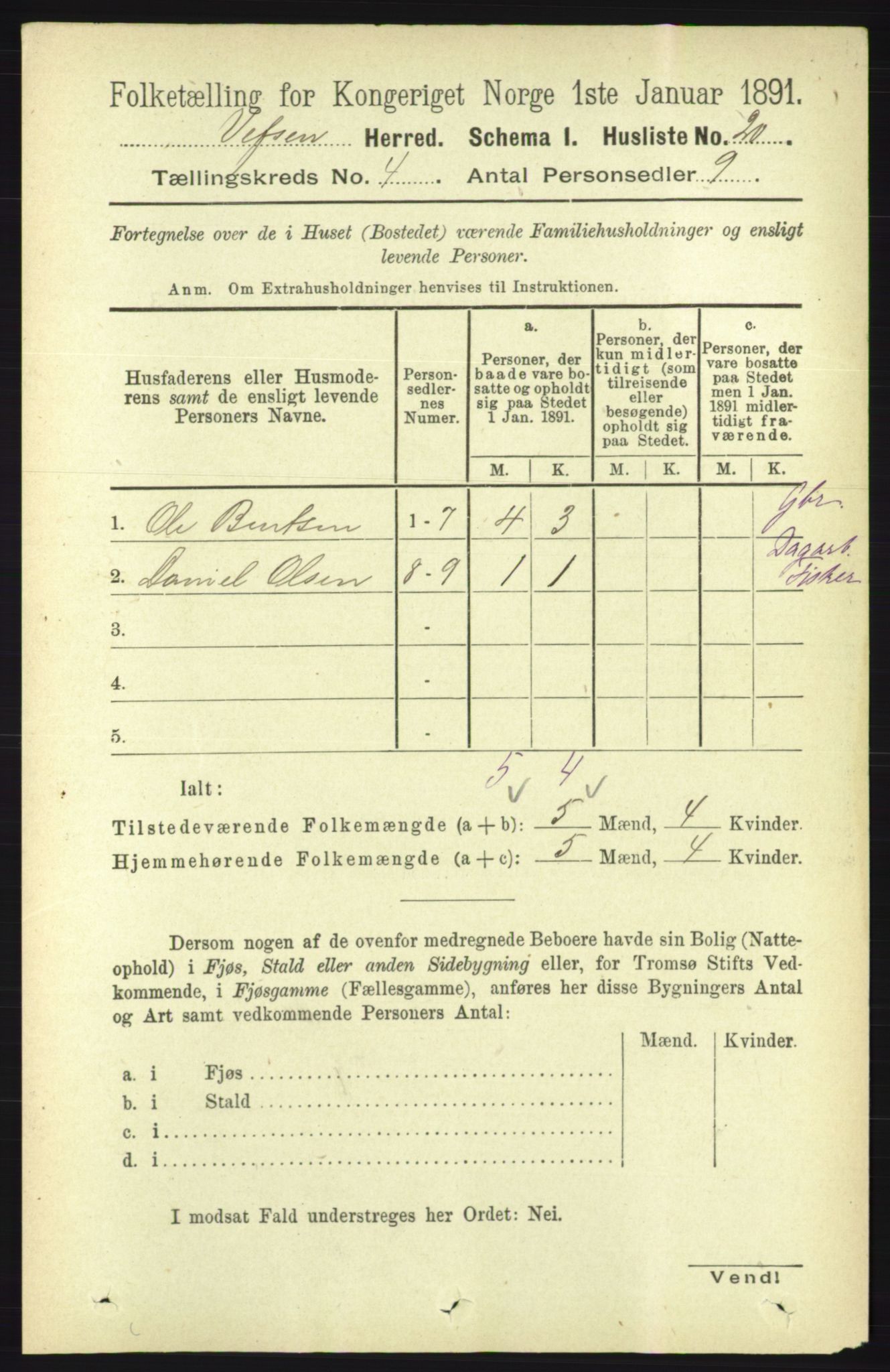 RA, 1891 census for 1824 Vefsn, 1891, p. 1582