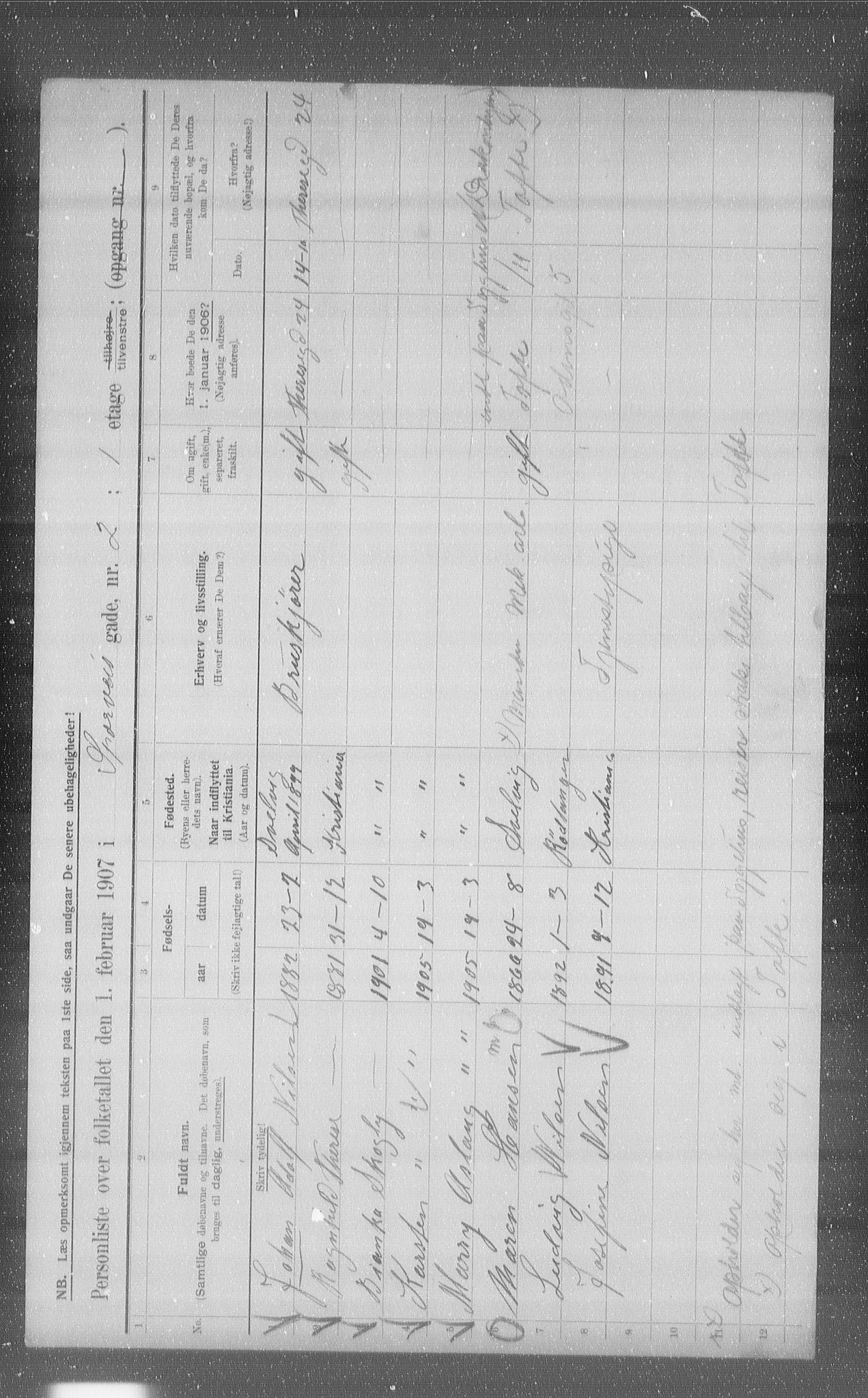 OBA, Municipal Census 1907 for Kristiania, 1907, p. 51221