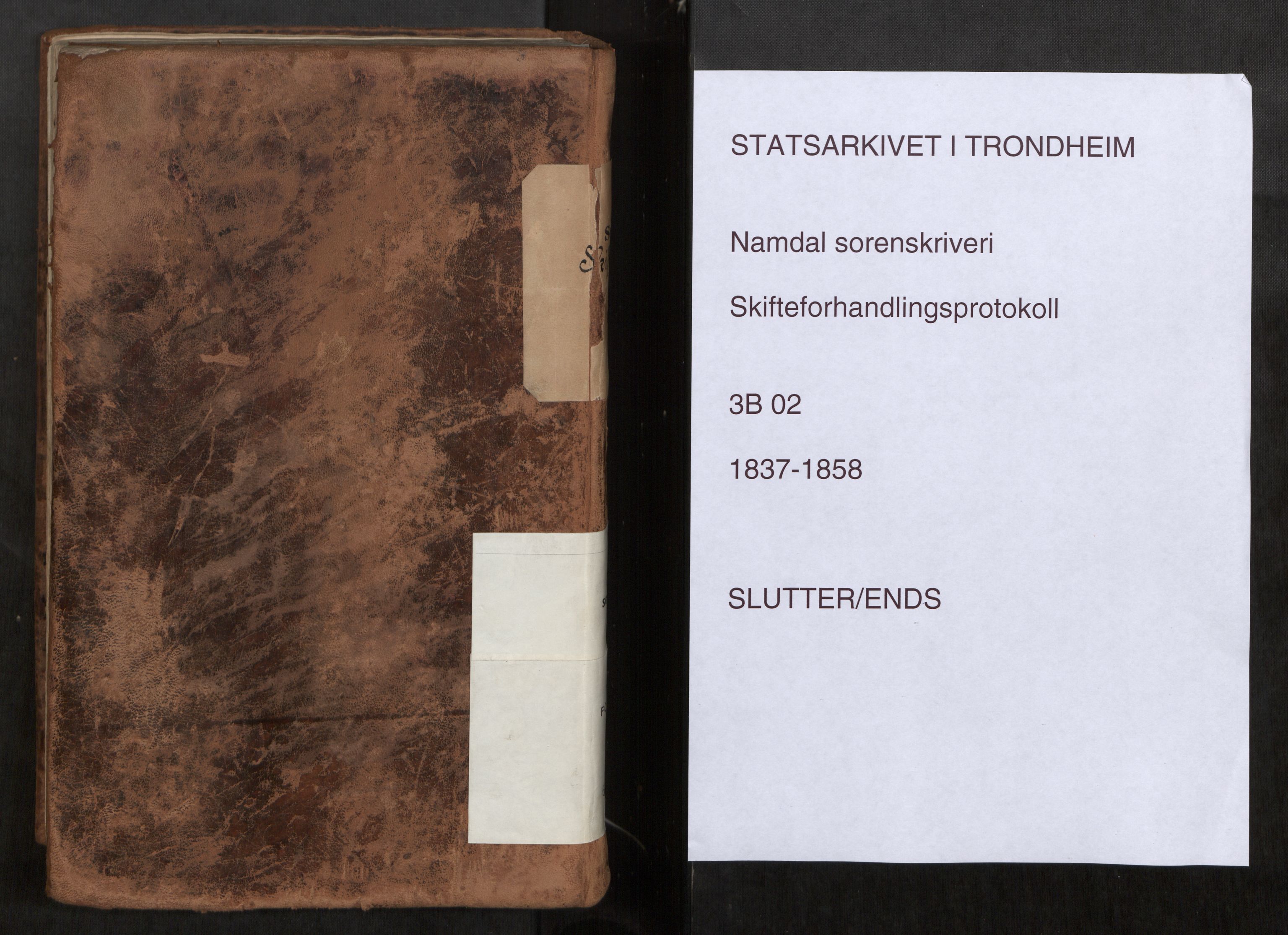 Namdal sorenskriveri, AV/SAT-A-4133/1/3/3B/L0002: Skiftebehandlingsprotokoll, 1837-1858