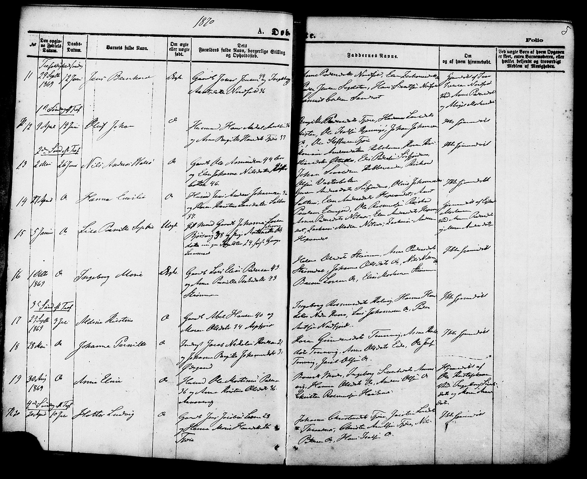Ministerialprotokoller, klokkerbøker og fødselsregistre - Nordland, SAT/A-1459/853/L0771: Parish register (official) no. 853A10, 1870-1881, p. 5
