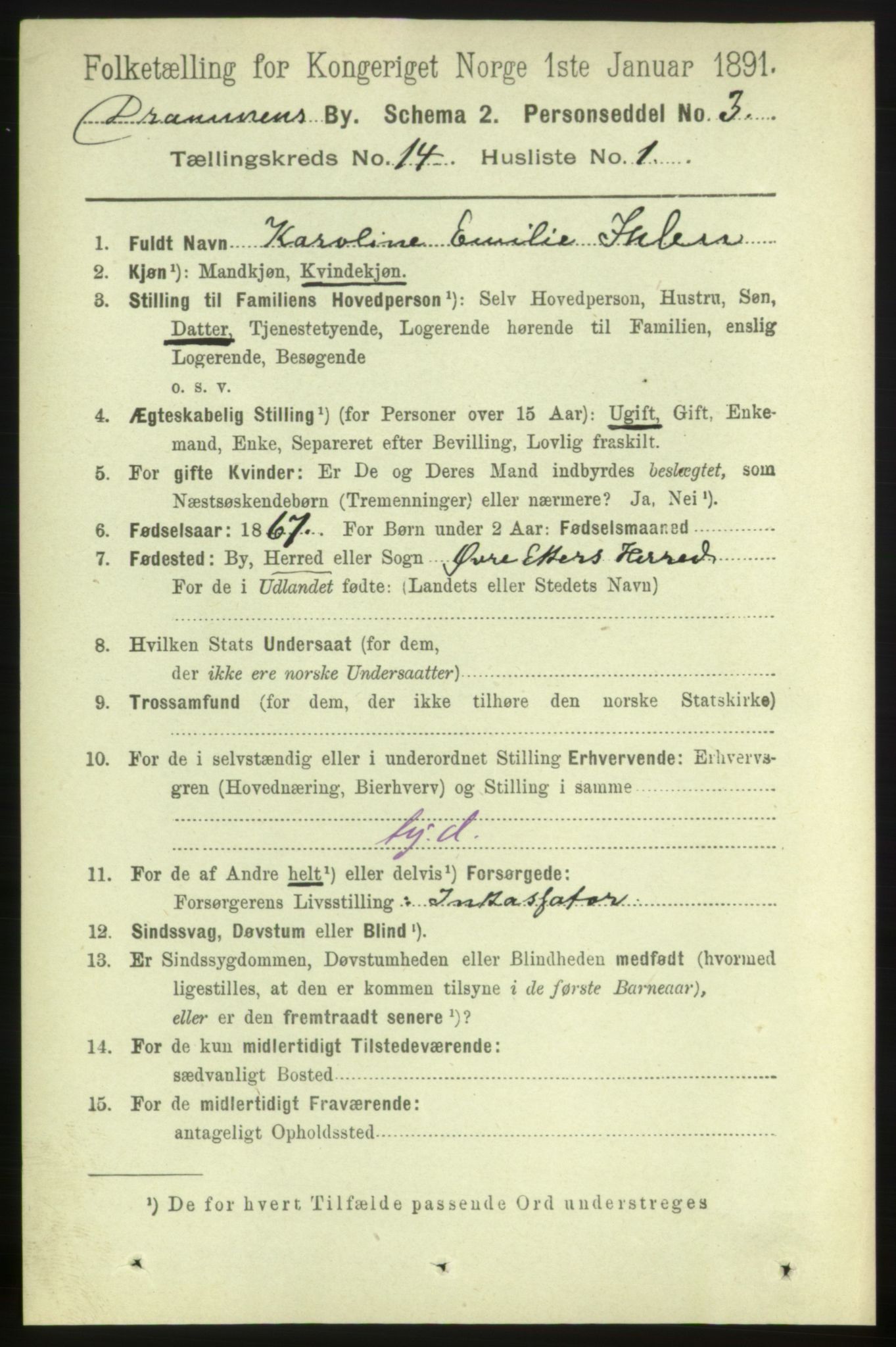 RA, 1891 census for 0602 Drammen, 1891, p. 10058