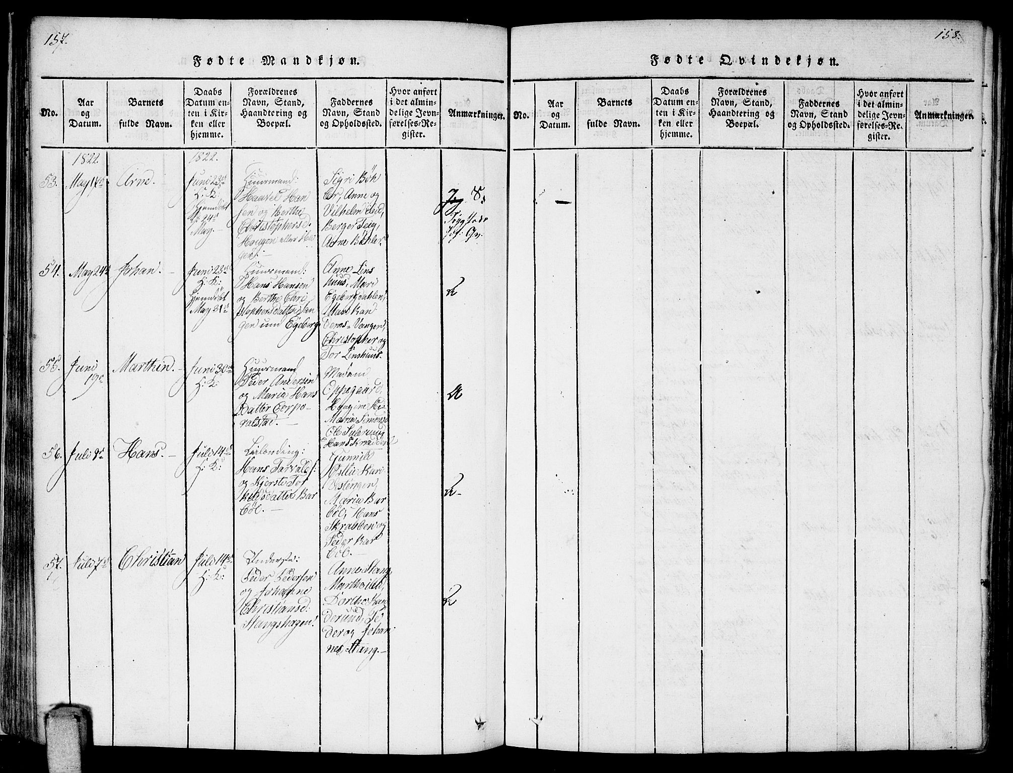 Enebakk prestekontor Kirkebøker, AV/SAO-A-10171c/F/Fa/L0006: Parish register (official) no. I 6, 1815-1832, p. 157-158