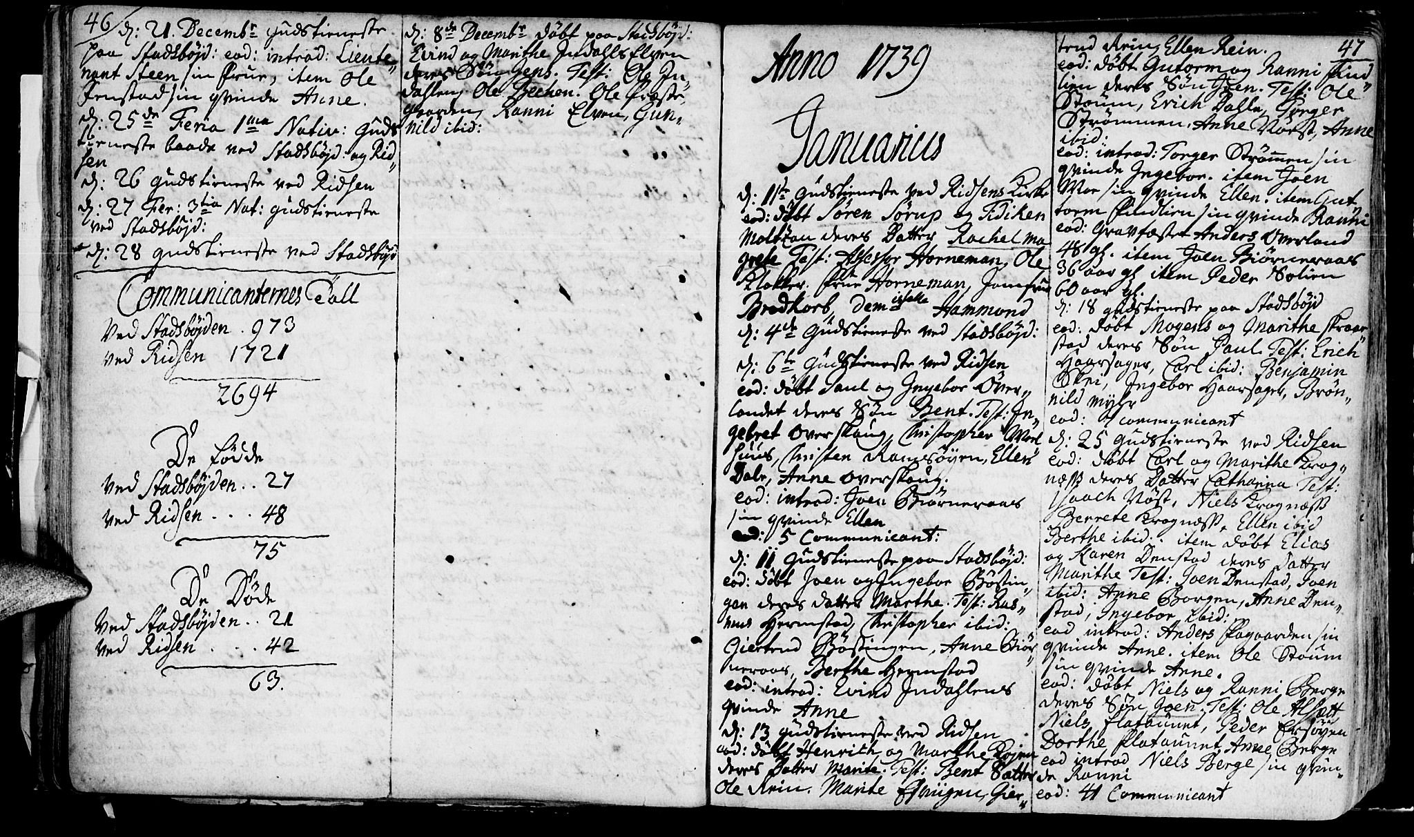 Ministerialprotokoller, klokkerbøker og fødselsregistre - Sør-Trøndelag, SAT/A-1456/646/L0604: Parish register (official) no. 646A02, 1735-1750, p. 46-47