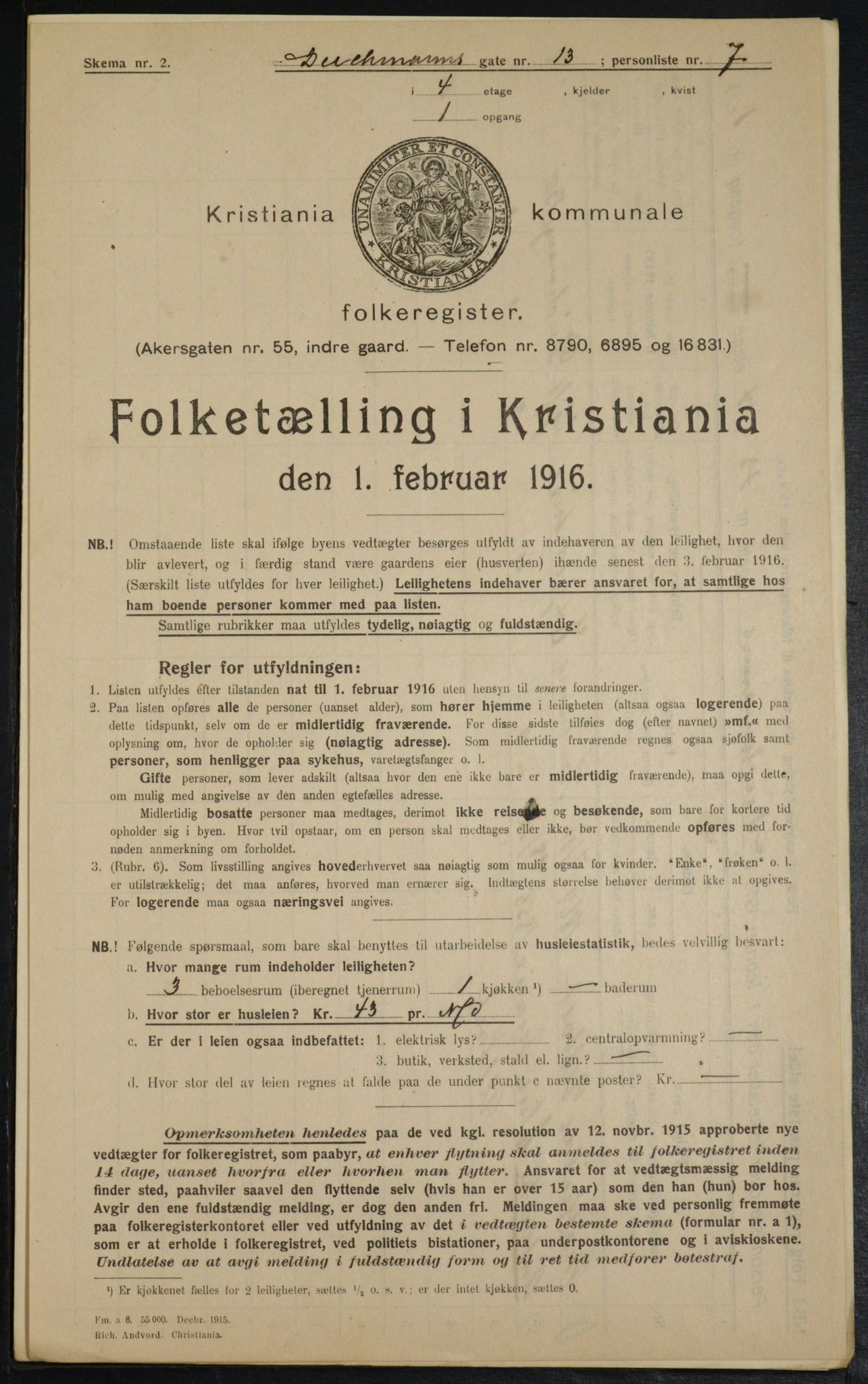 OBA, Municipal Census 1916 for Kristiania, 1916, p. 15717