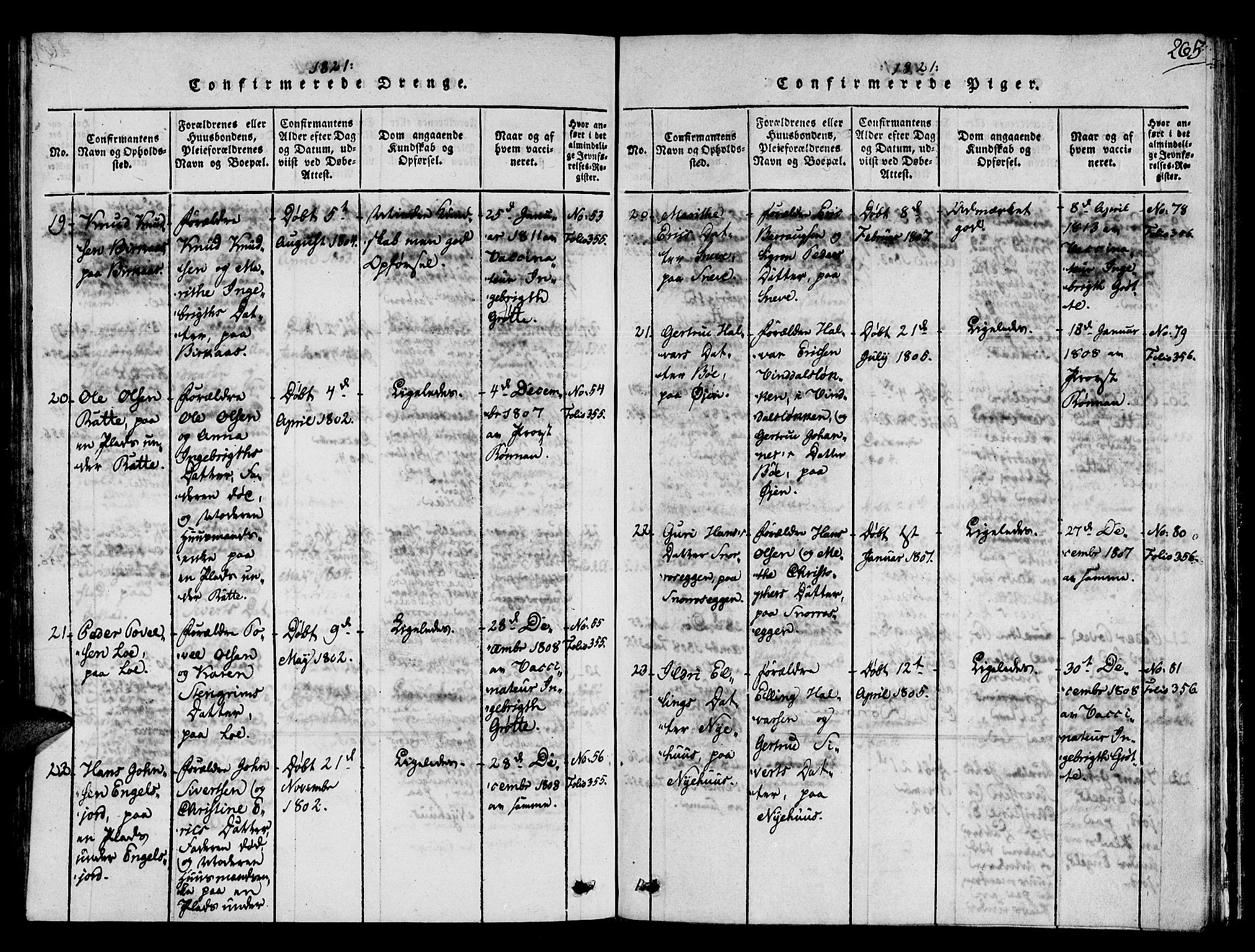 Ministerialprotokoller, klokkerbøker og fødselsregistre - Sør-Trøndelag, AV/SAT-A-1456/678/L0895: Parish register (official) no. 678A05 /1, 1816-1821, p. 265