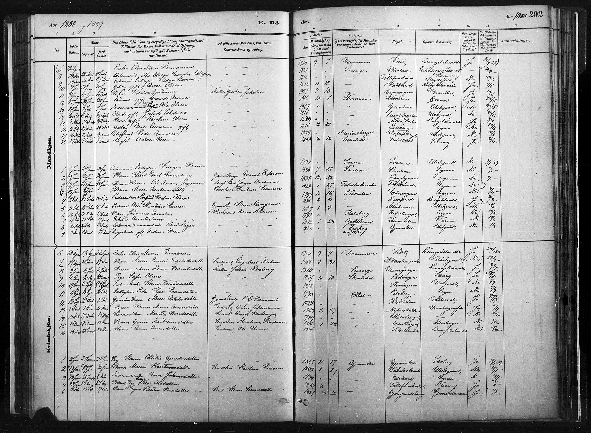 Vinger prestekontor, AV/SAH-PREST-024/H/Ha/Haa/L0014: Parish register (official) no. 14, 1881-1900, p. 292