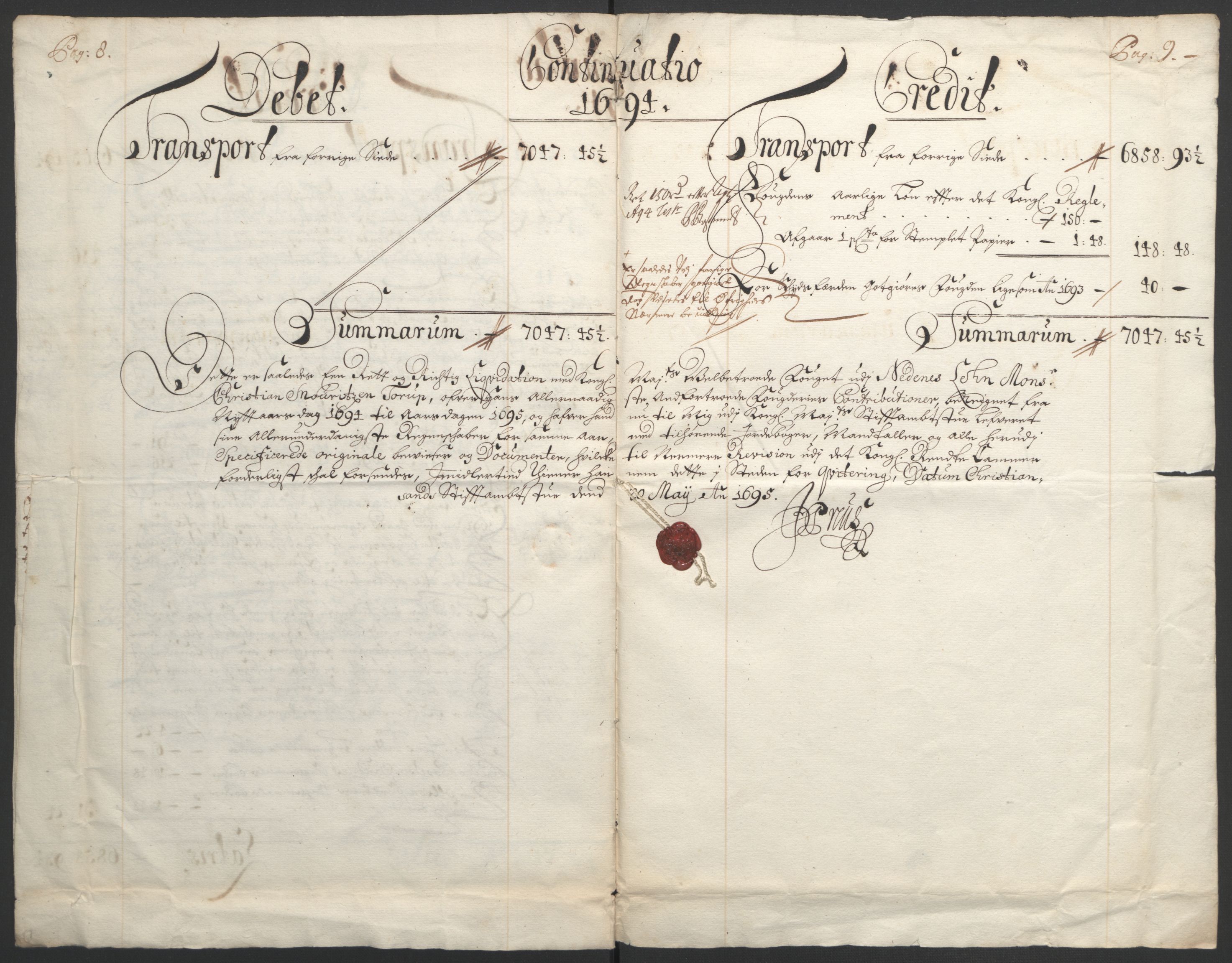 Rentekammeret inntil 1814, Reviderte regnskaper, Fogderegnskap, AV/RA-EA-4092/R39/L2312: Fogderegnskap Nedenes, 1693-1695, p. 115