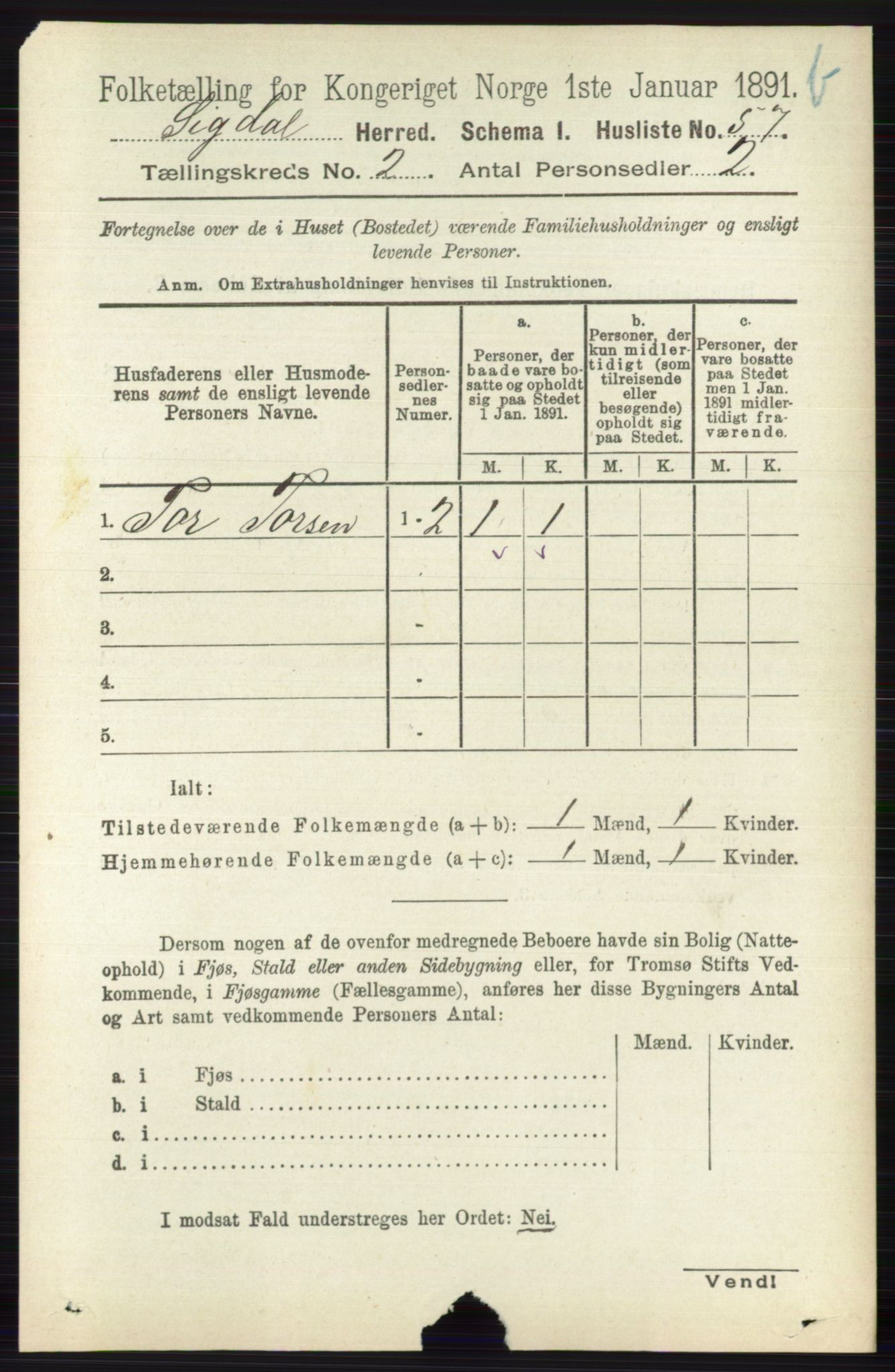 RA, 1891 census for 0621 Sigdal, 1891, p. 3914