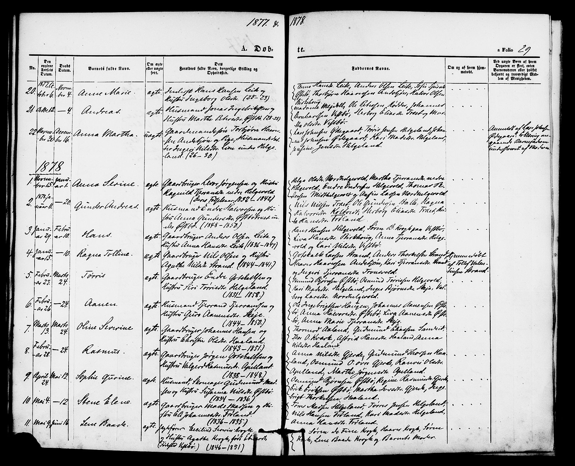 Vikedal sokneprestkontor, SAST/A-101840/01/IV: Parish register (official) no. A 8, 1868-1885, p. 29